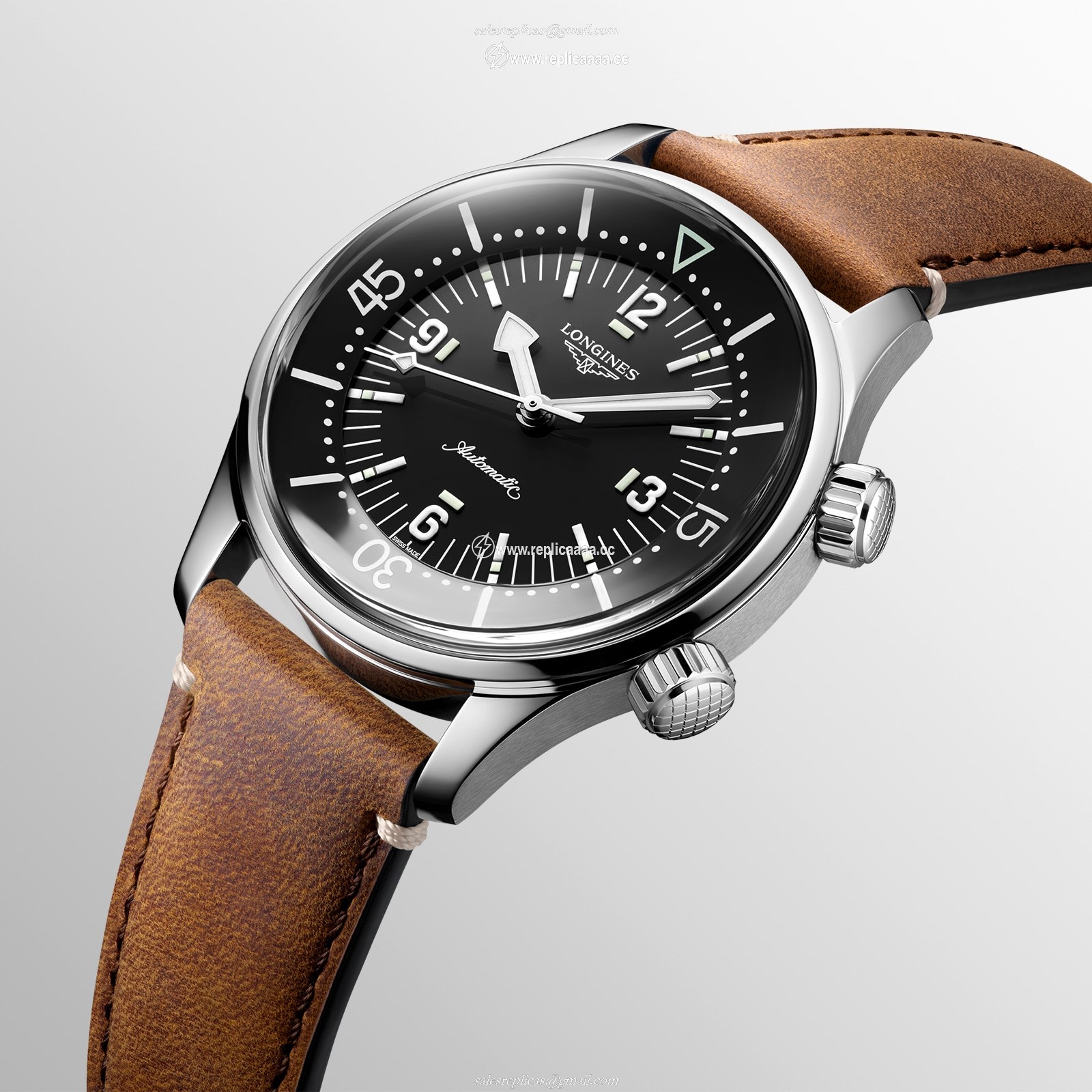 Replica Longines Legend Diver 39mm Mens details Black Leather L37644500 2 Replica Longines Legend Diver 39mm Mens details Black Leather L37644500
