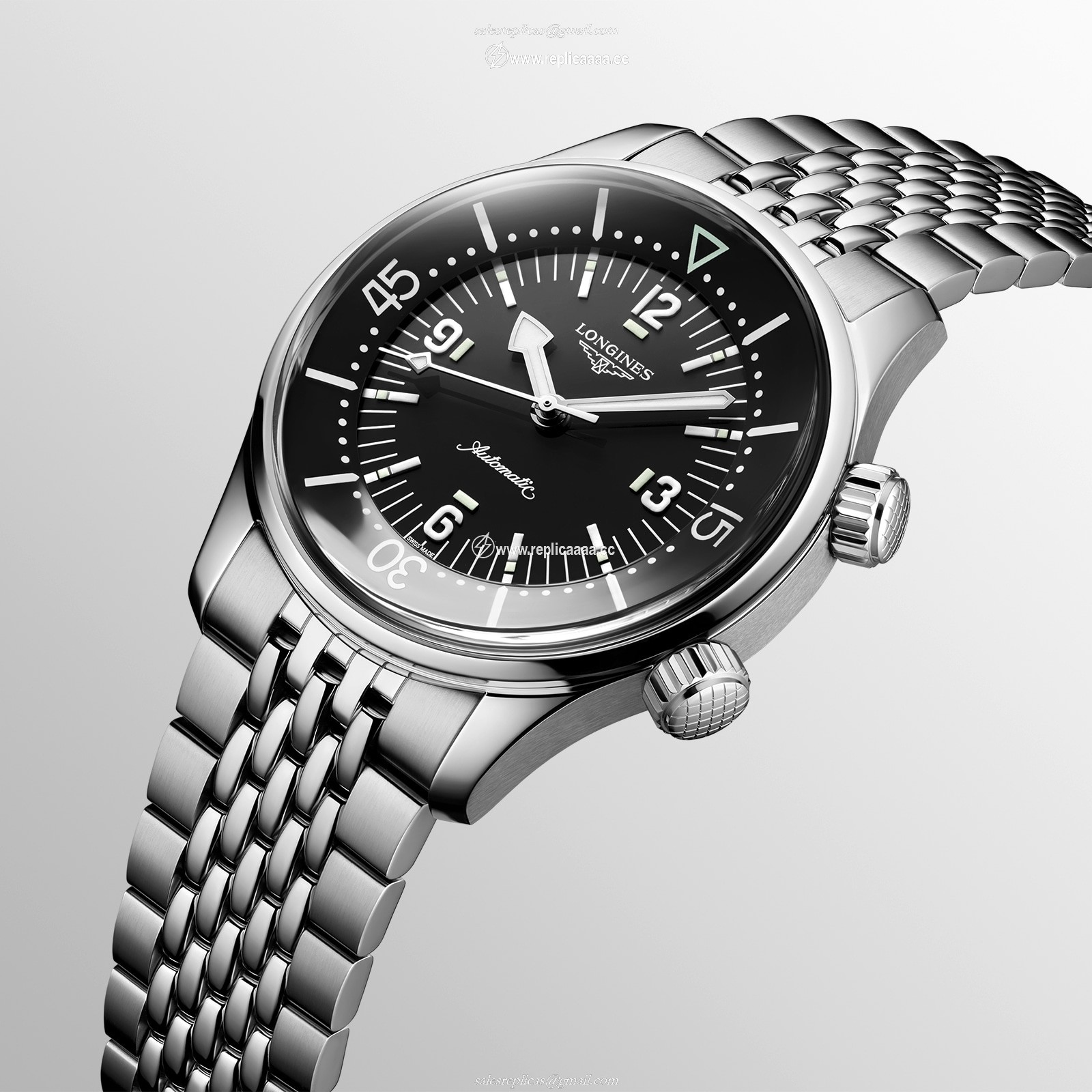 Replica Longines Legend Diver 39mm Mens details Black Stainless Steel L37644506