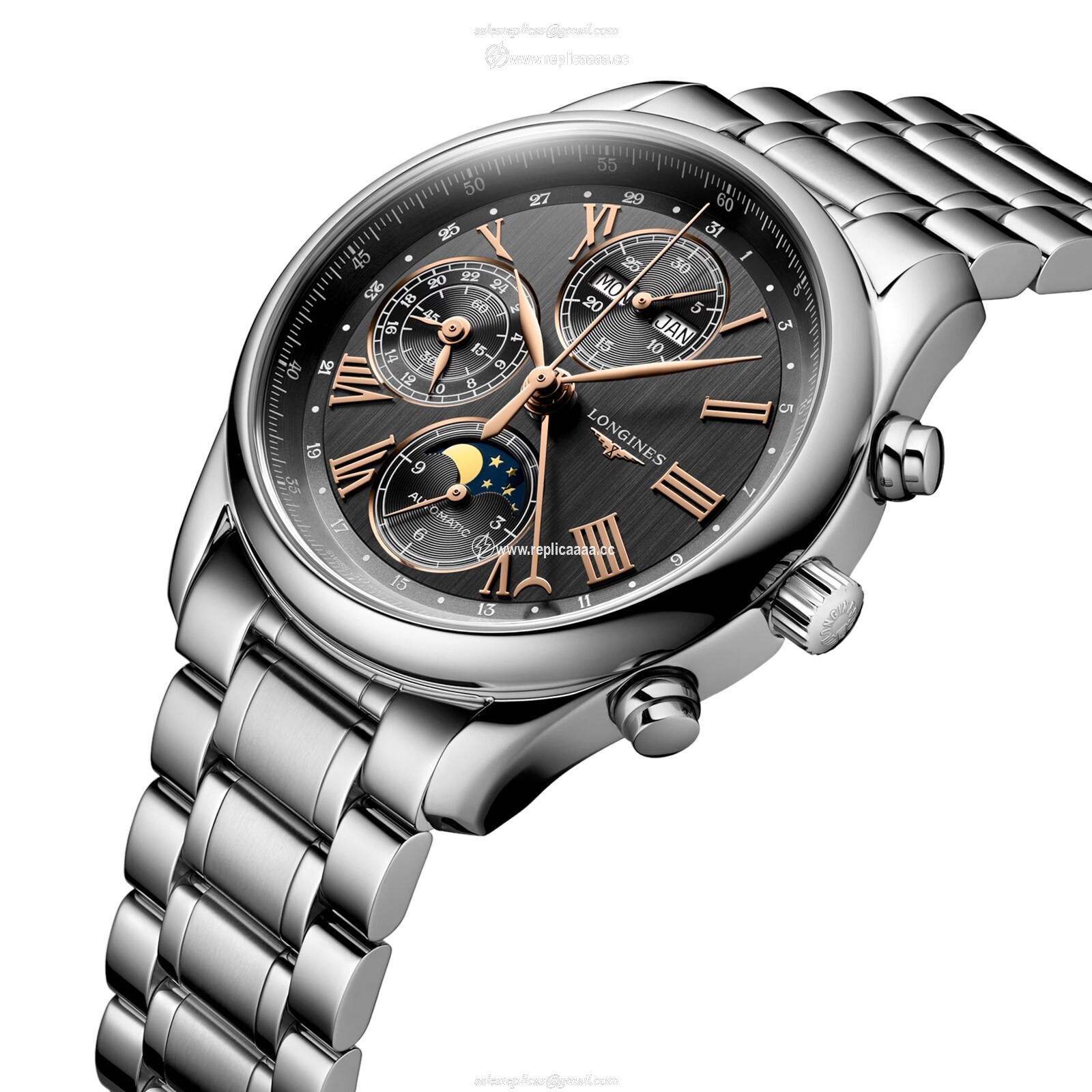 Replica Longines Master Collection 40mm Mens details Grey Stainless Steel L26734616 2 Replica Longines Master Collection 40mm Mens details Grey Stainless Steel L26734616