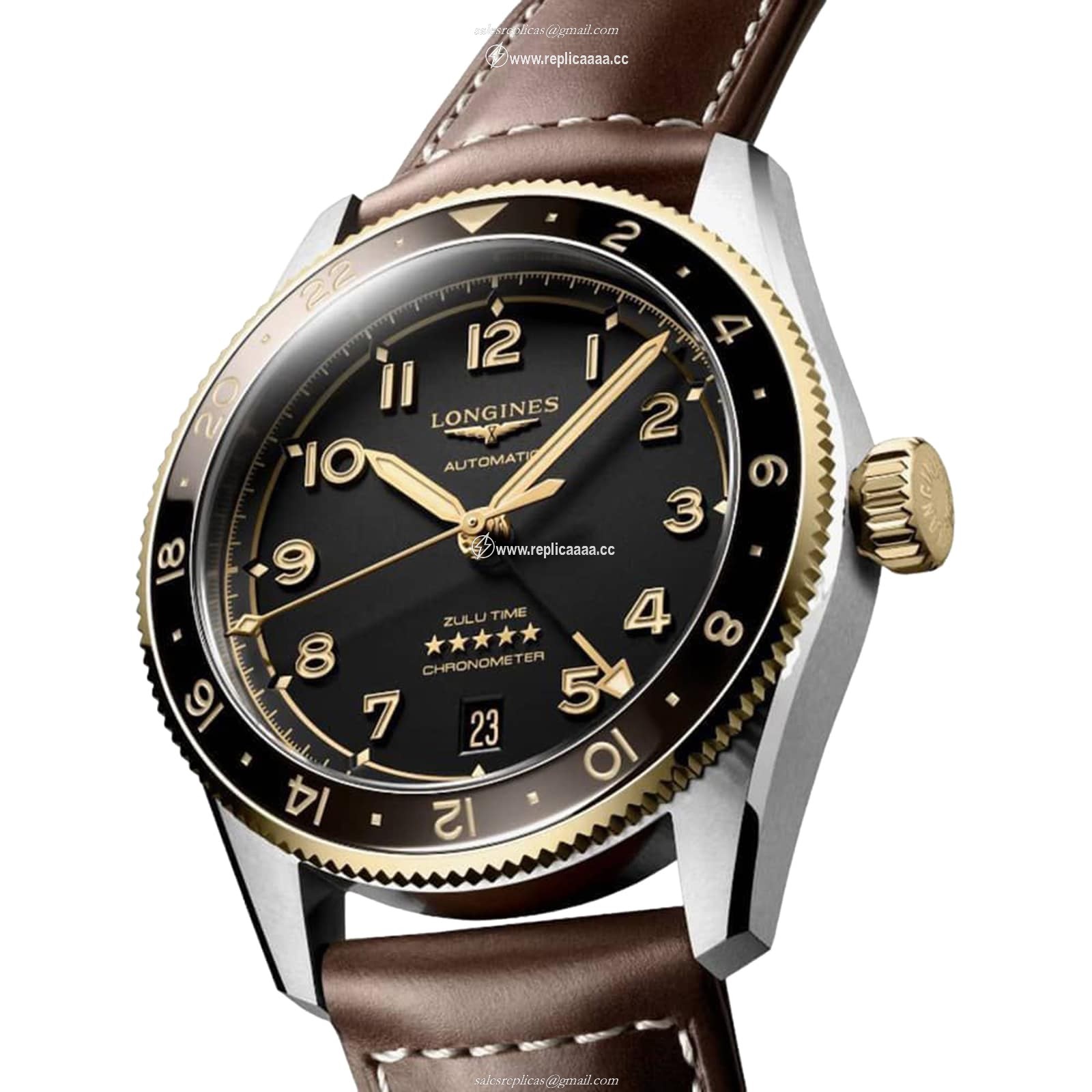 Replica Longines Spirit Zulu Time 39mm Mens details Black L38025532