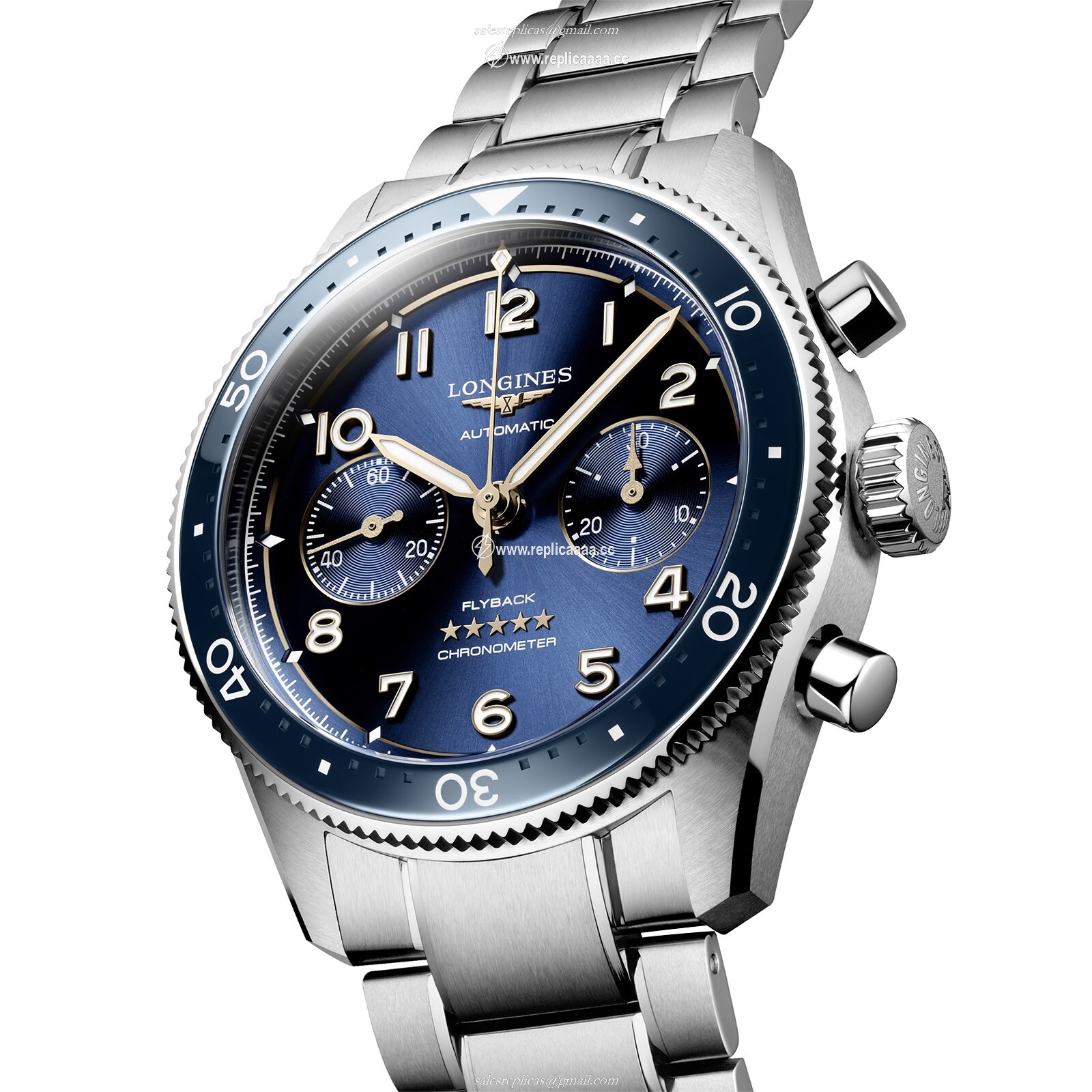 Replica Longines Spirit Flyback 42mm Stainless Steel Blue Sunray Dial L38214936