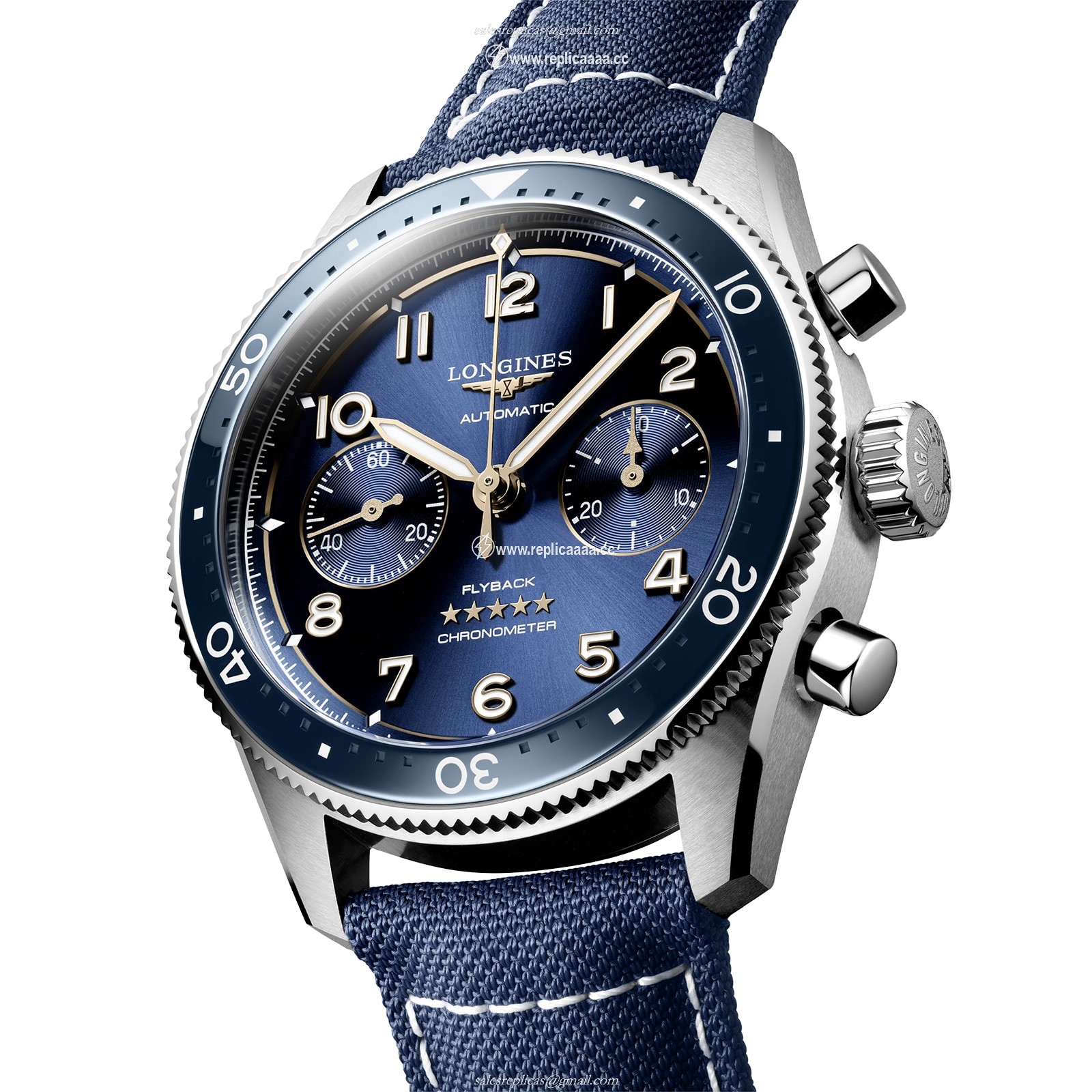 Replica Longines Spirit Flyback 42mm Steel Blue Fabric Strap Blue Sunray Dial L38214932 2 Replica Longines Spirit Flyback 42mm Steel Blue Fabric Strap Blue Sunray Dial L38214932