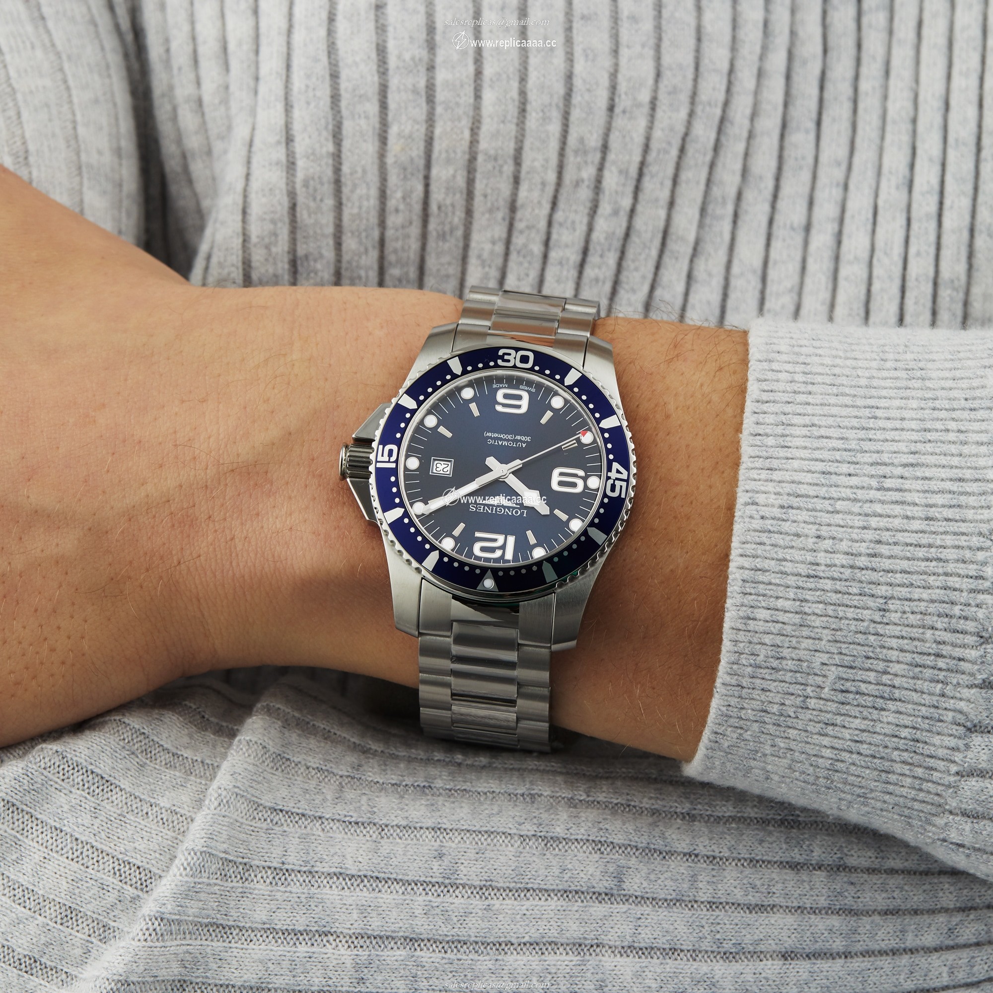 Replica Longines HydroConquest 44mm Mens details Blue L38414966 2 Replica Longines HydroConquest 44mm Mens details Blue L38414966