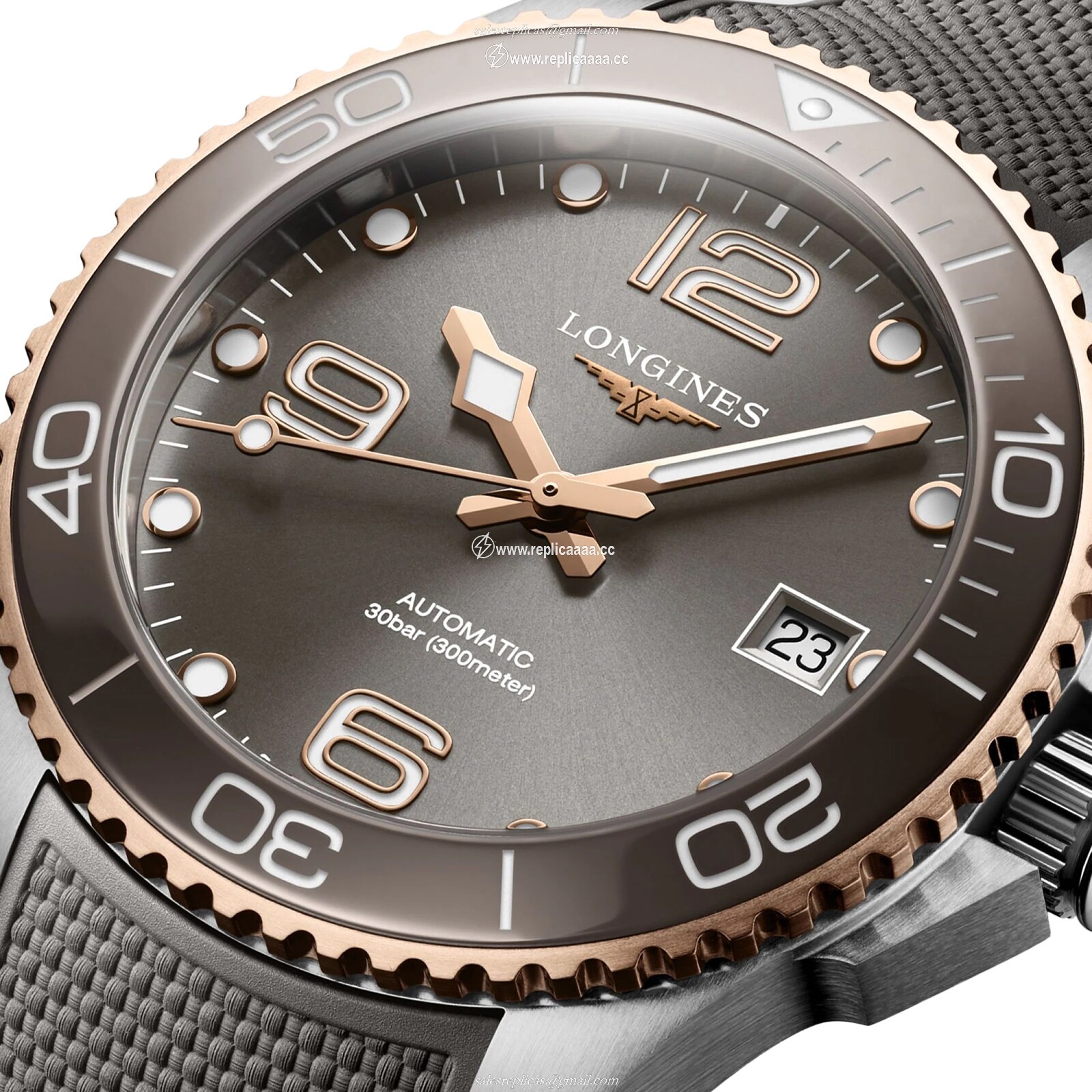Replica Longines HydroConquest 39mm Mens details Grey L37803789
