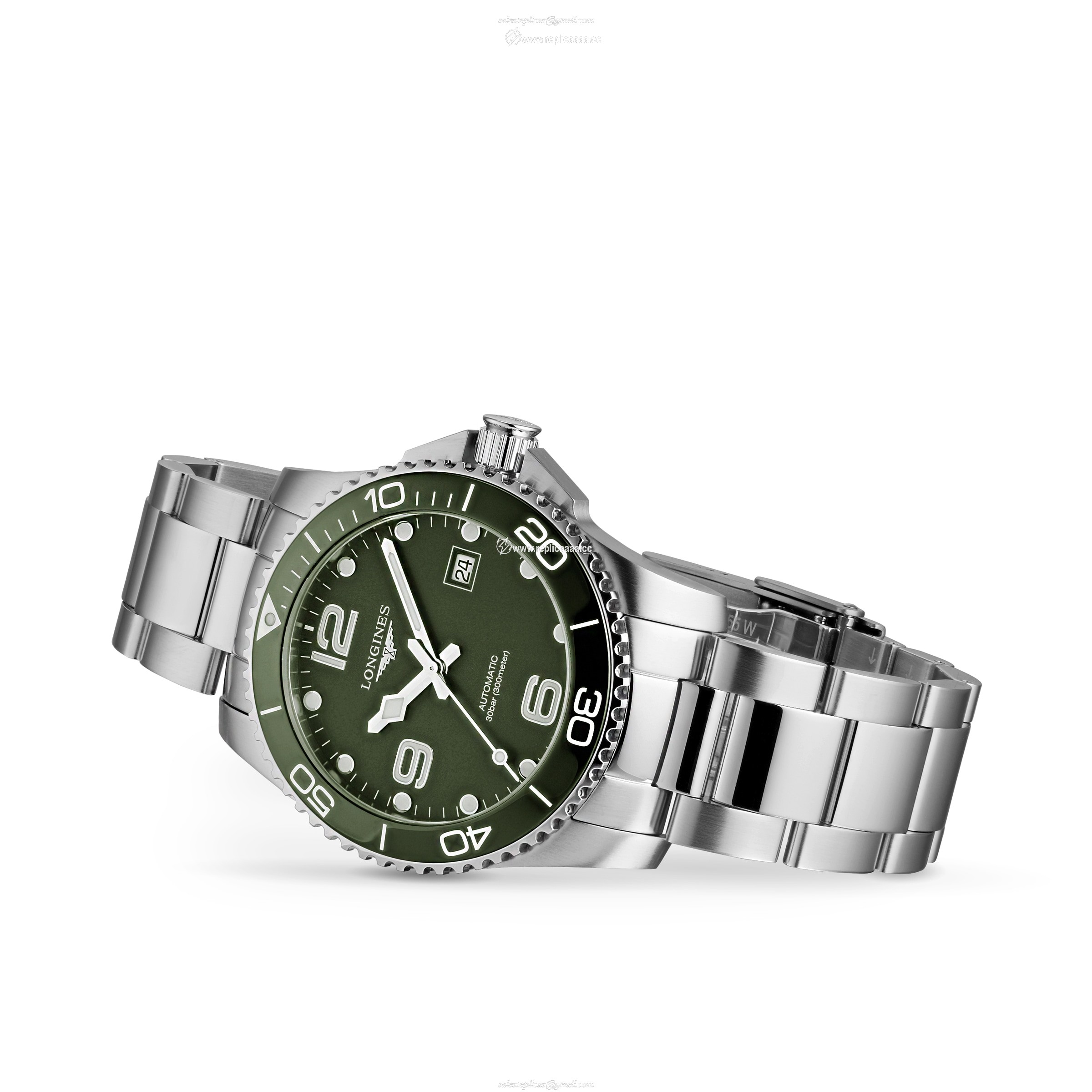Replica Longines HydroConquest 41mm Stainless Steel Mens details - Green L37814066