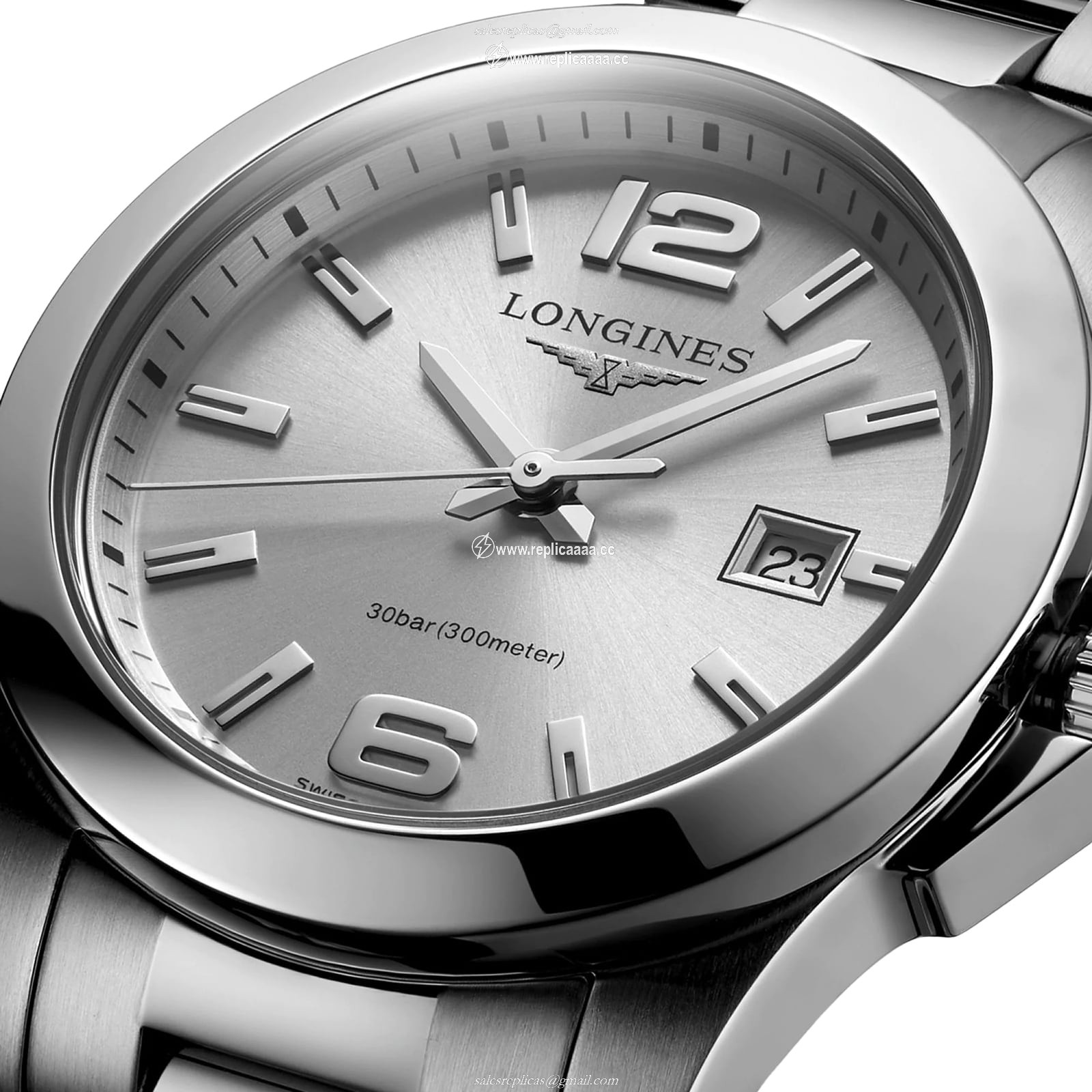 Replica Longines Conquest 29.5mm Ladies details Sunray Silver L33764766