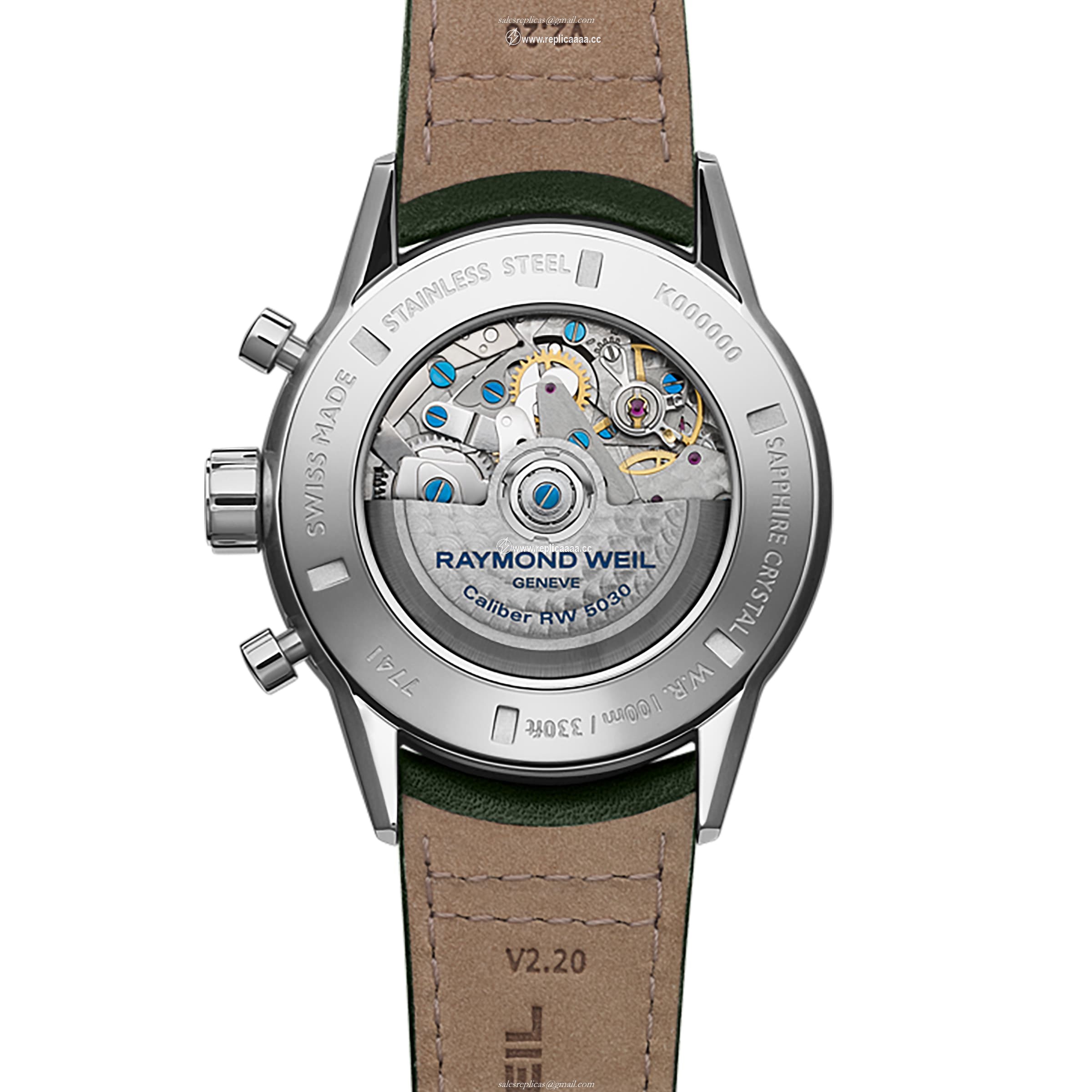 Replica Raymond Weil Freelancer 43.5mm Mens details Green 7741-SC7-52021