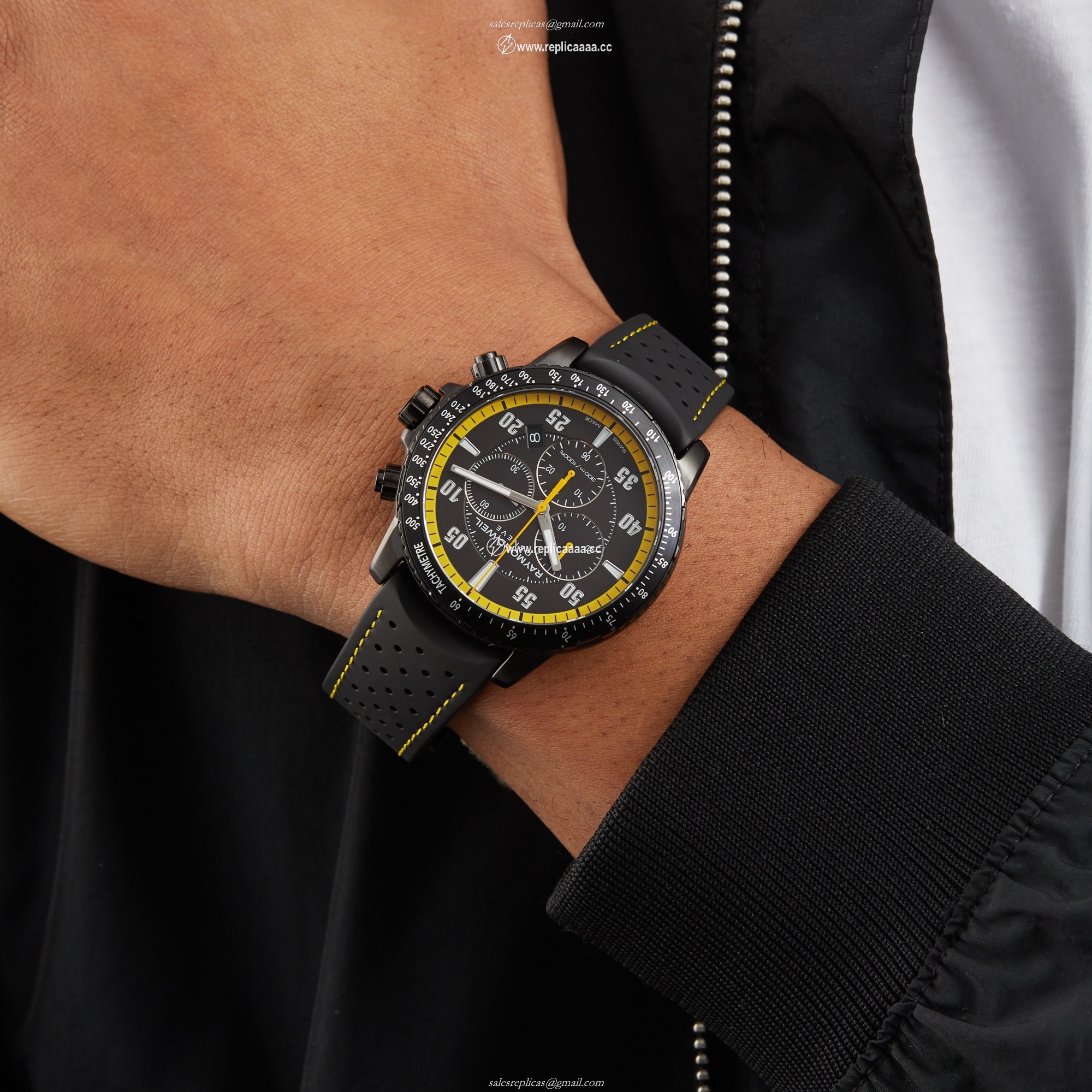 Replica Raymond Weil Tango 43mm Mens details Black Rubber 8570-BKR-05275 2 Replica Raymond Weil Tango 43mm Mens details Black Rubber 8570-BKR-05275
