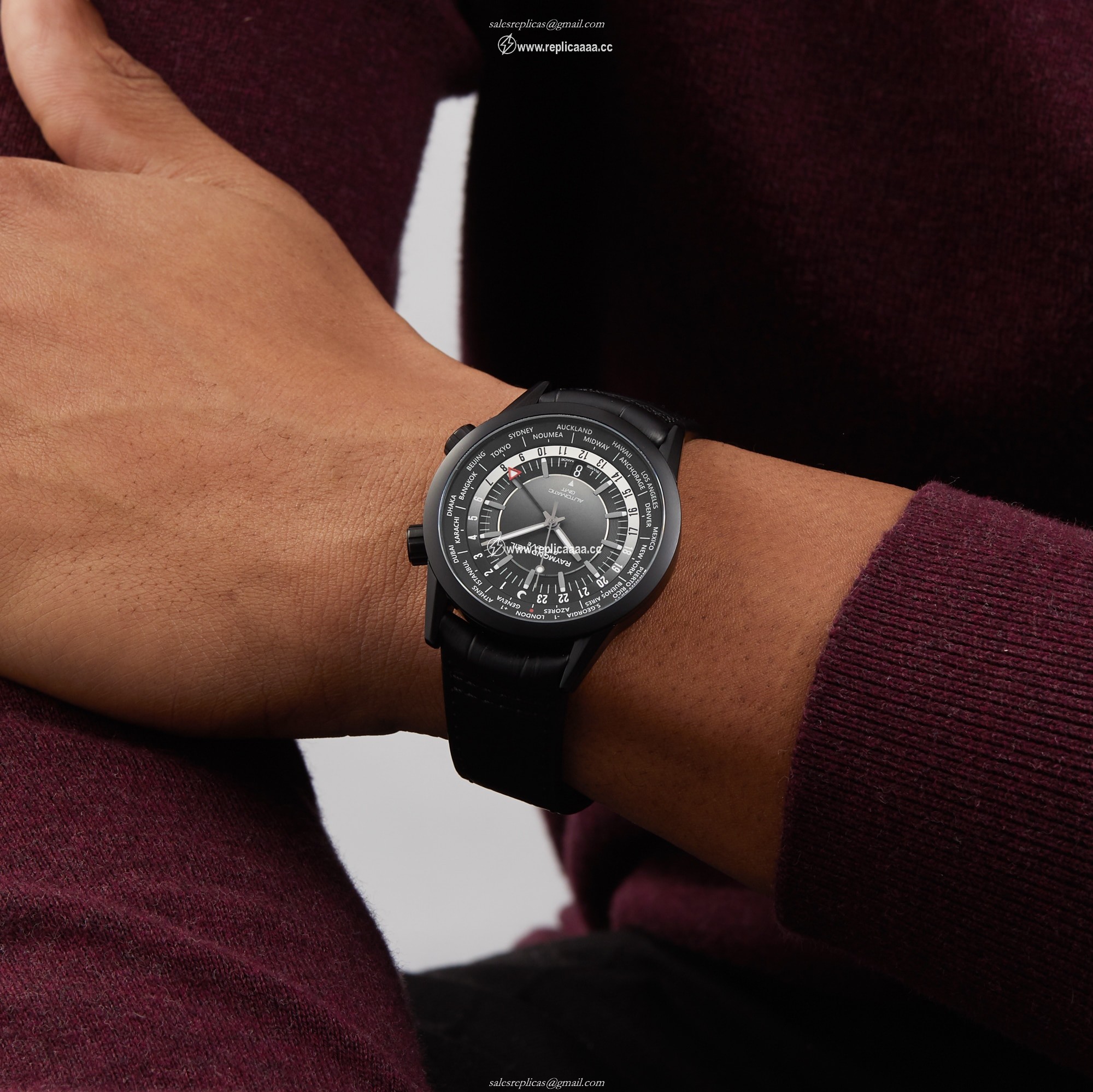 Replica Raymond Weil Freelancer 40.5mm Mens details Black 2765-BKC-20001