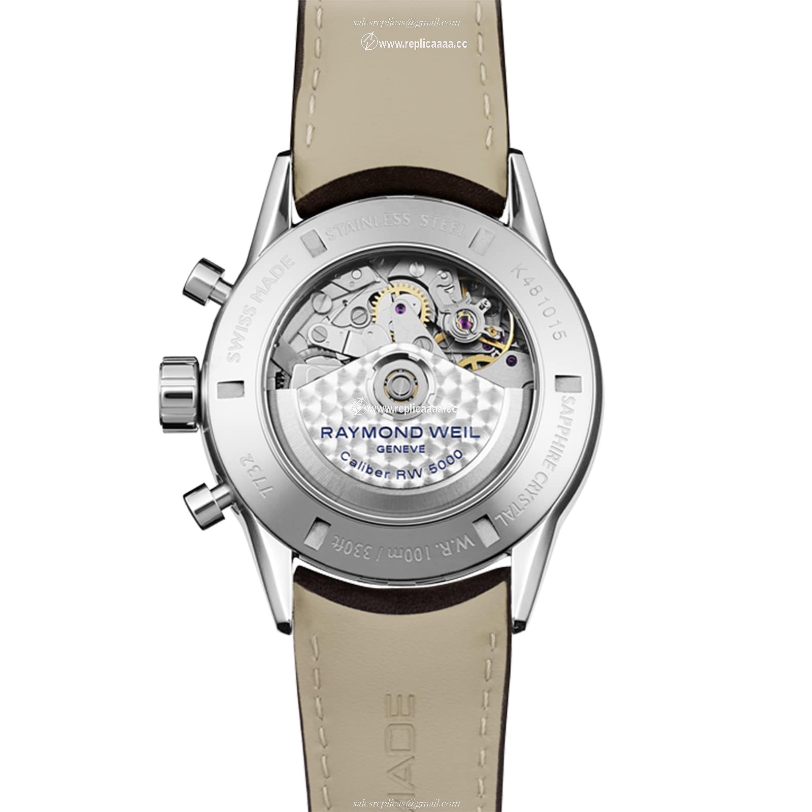 Replica Raymond Weil Freelancer Mens Chronograph Leather details 42mm 7732-STC-65201