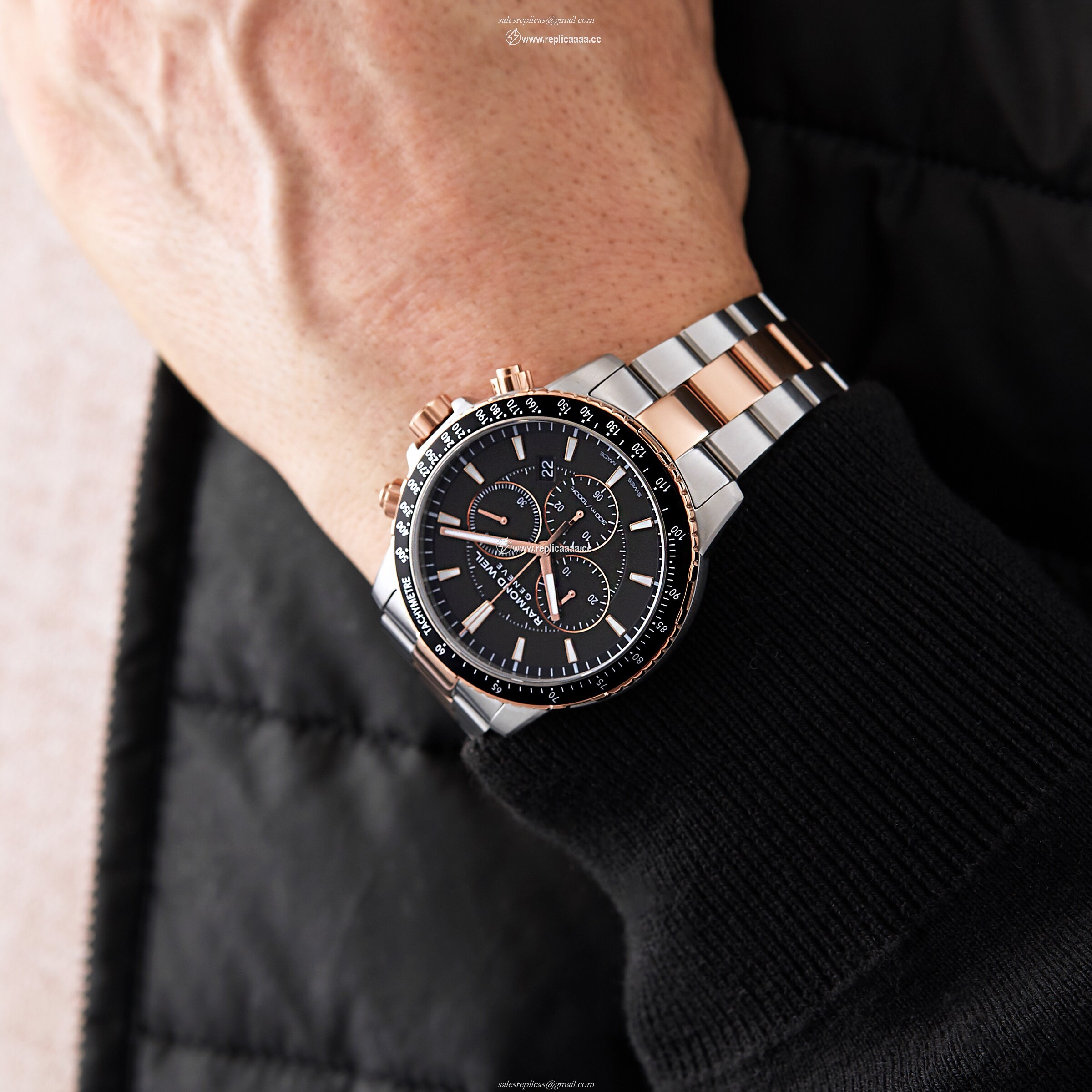 Replica Raymond Weil Tango Two Tone Chronograph 44mm Mens details 8570-SP5-20001 2 Replica Raymond Weil Tango Two Tone Chronograph 44mm Mens details 8570-SP5-20001