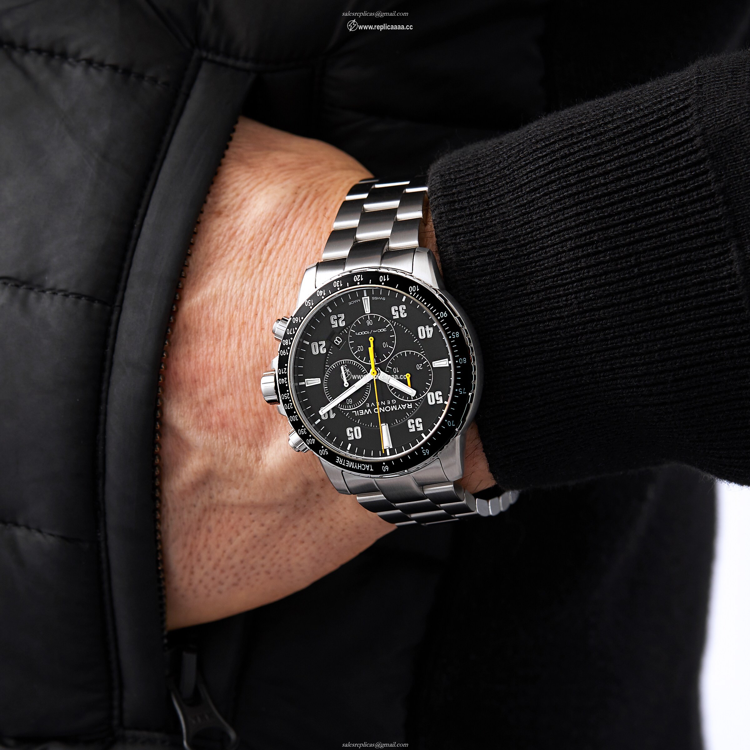 Replica Raymond Weil Black Steel Chronograph Mens Quartz details 8570-ST2-05207 2 Replica Raymond Weil Black Steel Chronograph Mens Quartz details 8570-ST2-05207