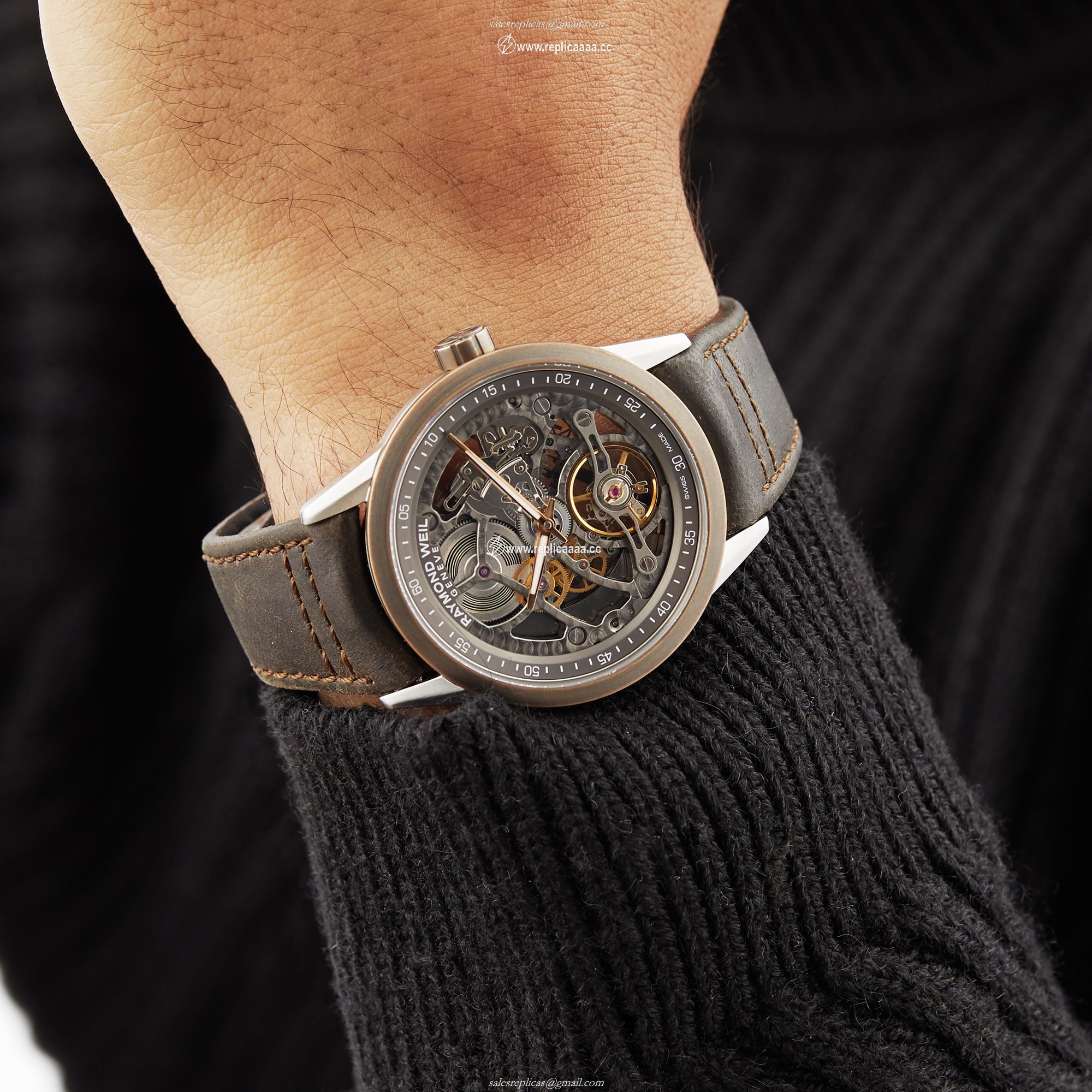 Replica Raymond Weil Freelancer Skeleton 42mm Mens details 2785-SBC-60000