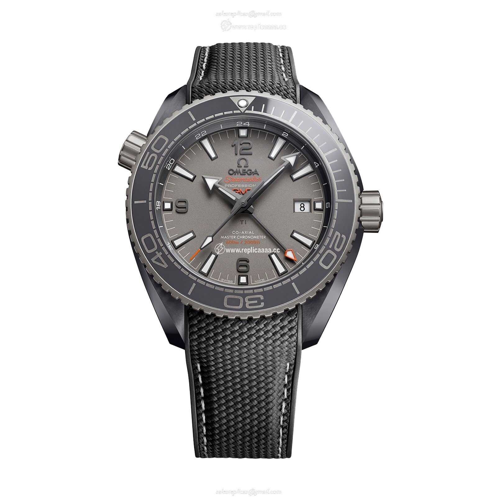 Replica Omega Seamaster Planet Ocean 600M Co-Axial Master Chronometer GMT 45.5mm Mens details Grey O21592462299002