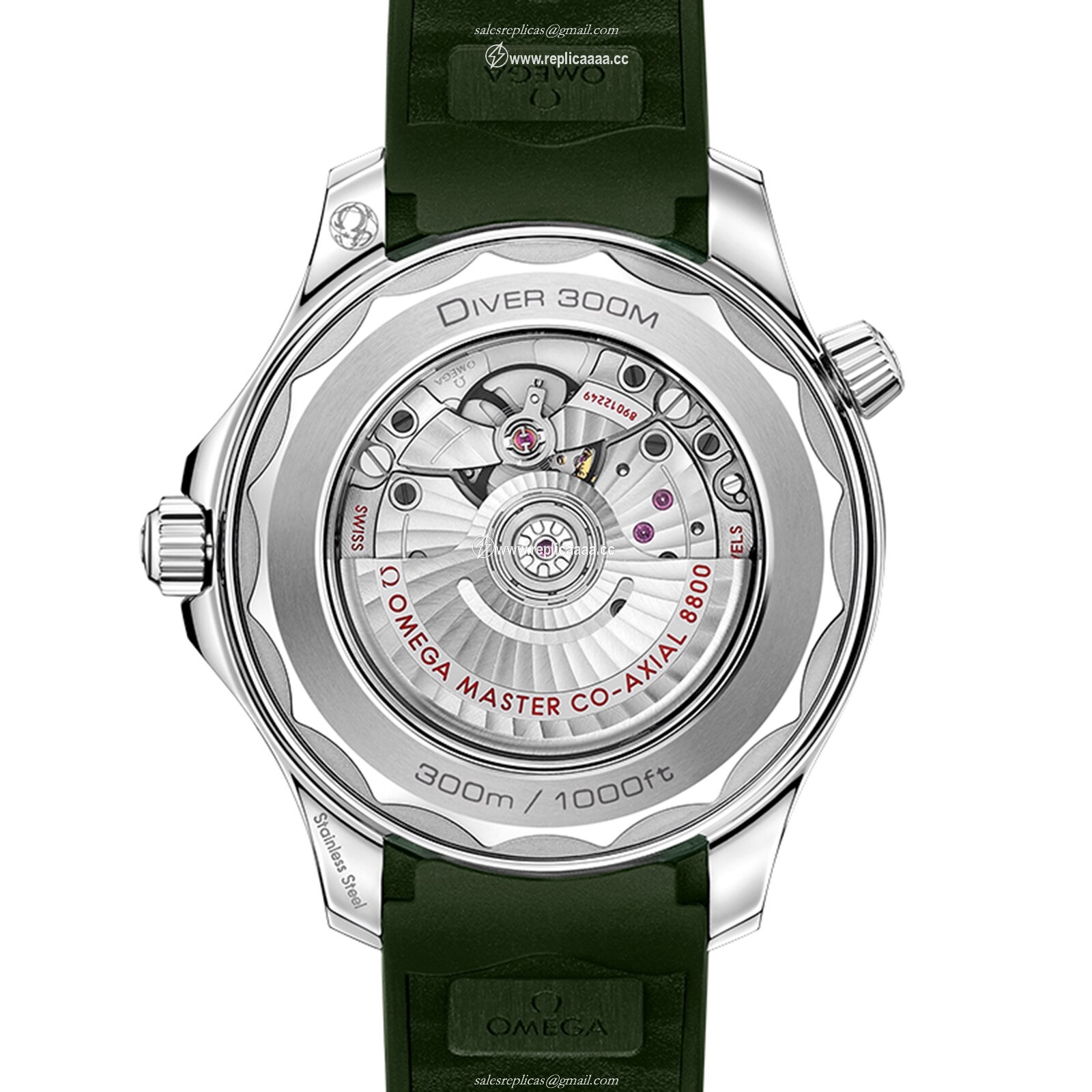 Replica Omega Seamaster Diver 300m Co-Axial Master Chronometer 42mm Mens details Green O21032422010001