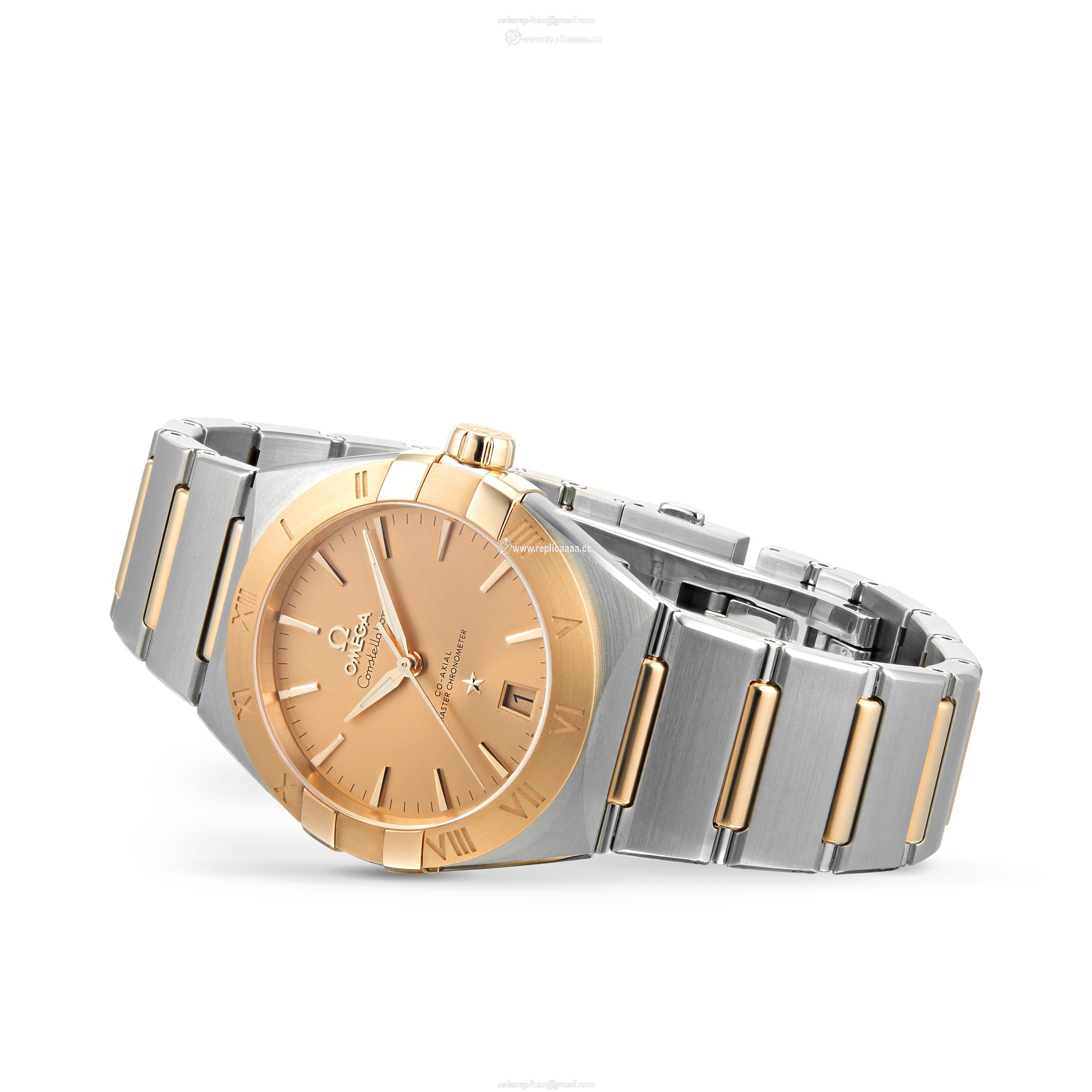 Replica Omega Constellation Co-Axial 36mm Mens details Gold O13120362008001