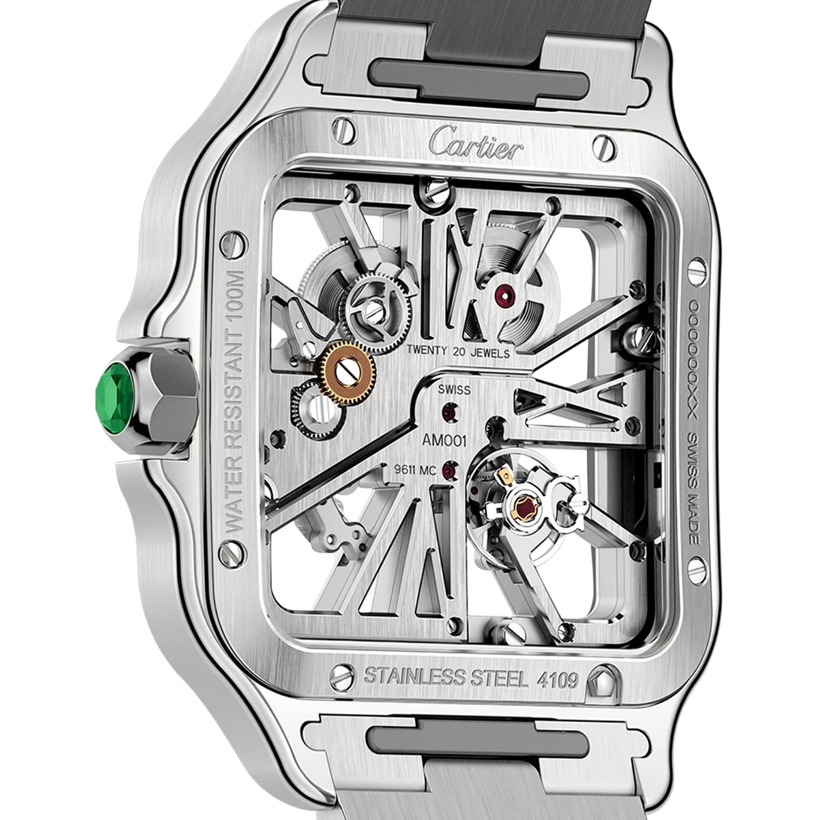 Replica Cartier Santos details skeleton large model Manufacture mechanical movement with manual winding WHSA0028