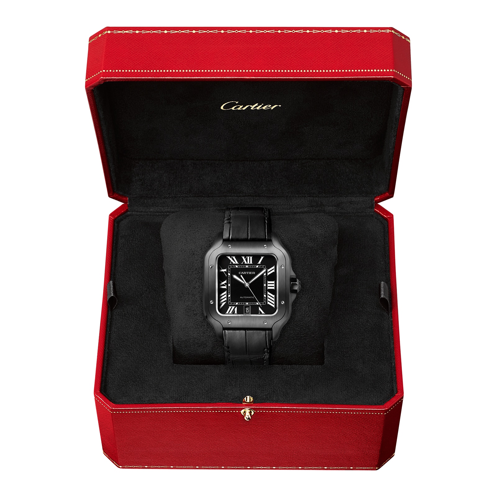 Replica Cartier Santos De Cartier details Large Model Automatic Movement Steel ADLC Interchangeable Rubber And Leather Bracelets WSSA0039