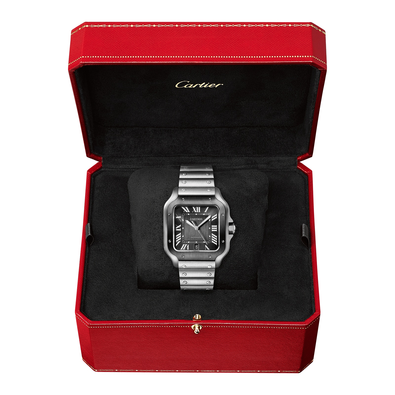 Replica Cartier Santos De Cartier details Large Model Automatic Movement Steel ADLC Interchangeable Metal And Rubber Bracelets WSSA0037 2 Replica Cartier Santos De Cartier details Large Model Automatic Movement Steel ADLC Interchangeable Metal And Rubber Bracelets WSSA0037