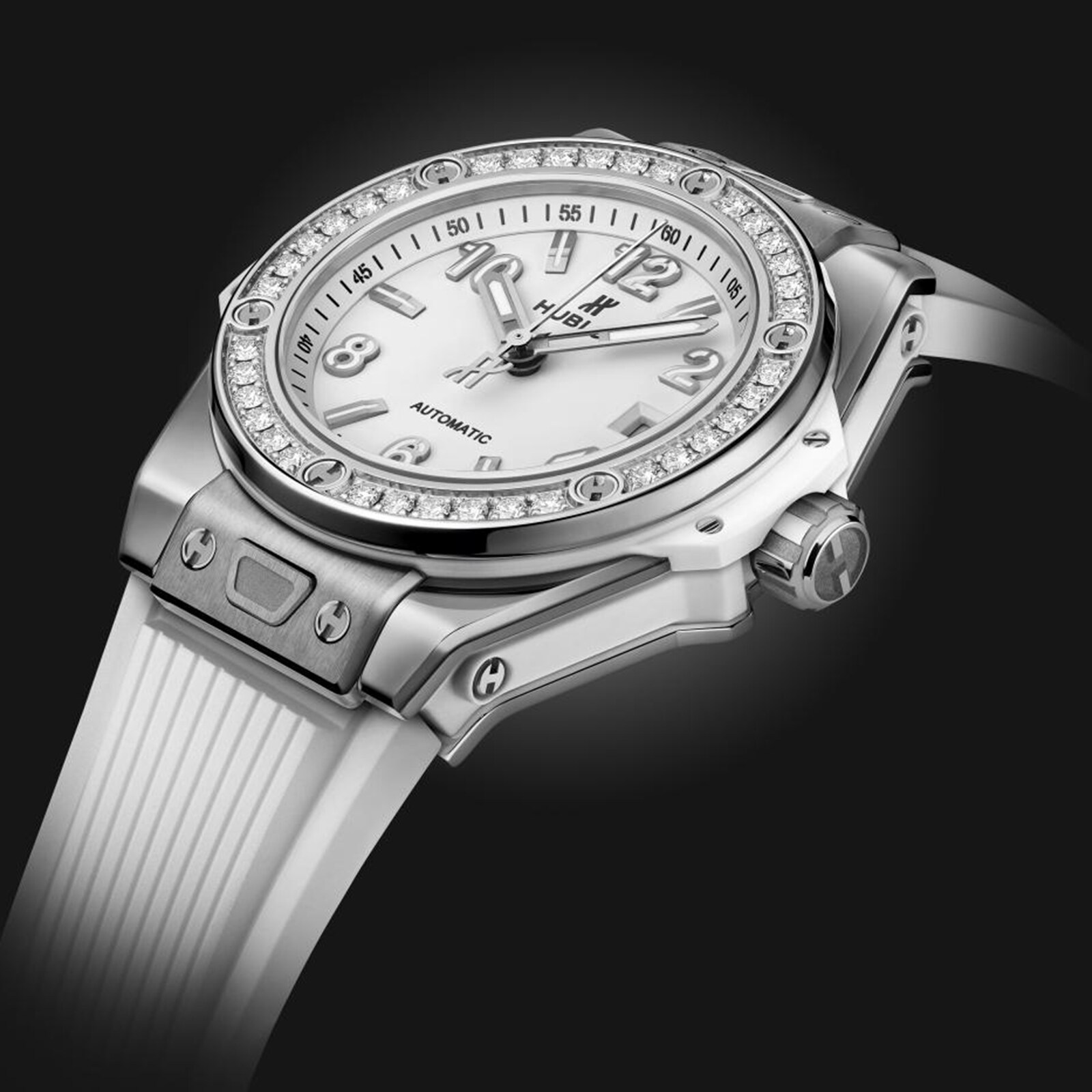 Replica Hublot Big Bang One Click Steel White Diamonds 33mm details 485.SE.2010.RW.1204