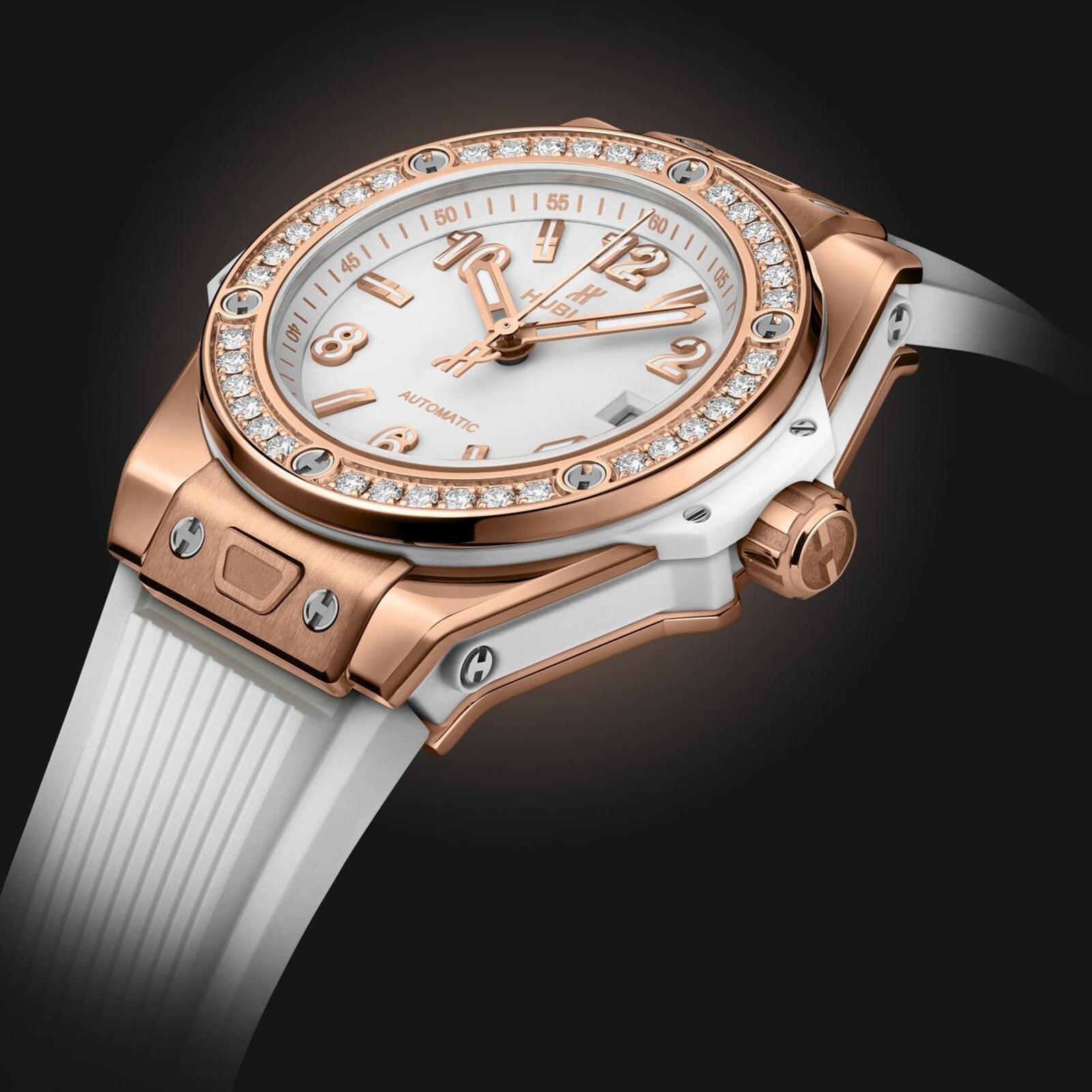 Replica Hublot Big Bang One Click King Gold White Diamonds 33mm details 485.OE.2080.RW.1204