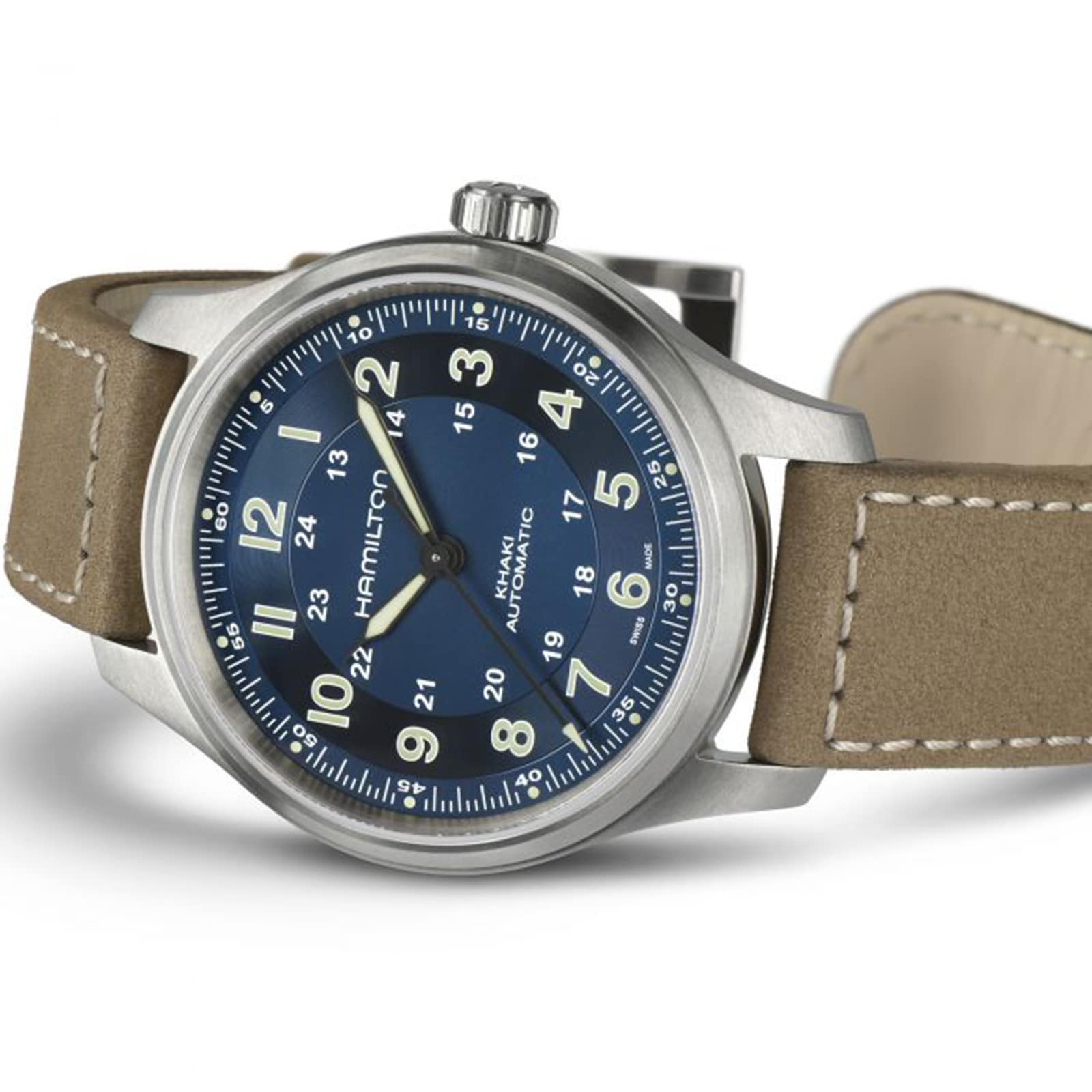 Replica Hamilton Khaki Field Titanium Blue Dial Brown Strap 42mm H70545540 2 Replica Hamilton Khaki Field Titanium Blue Dial Brown Strap 42mm H70545540