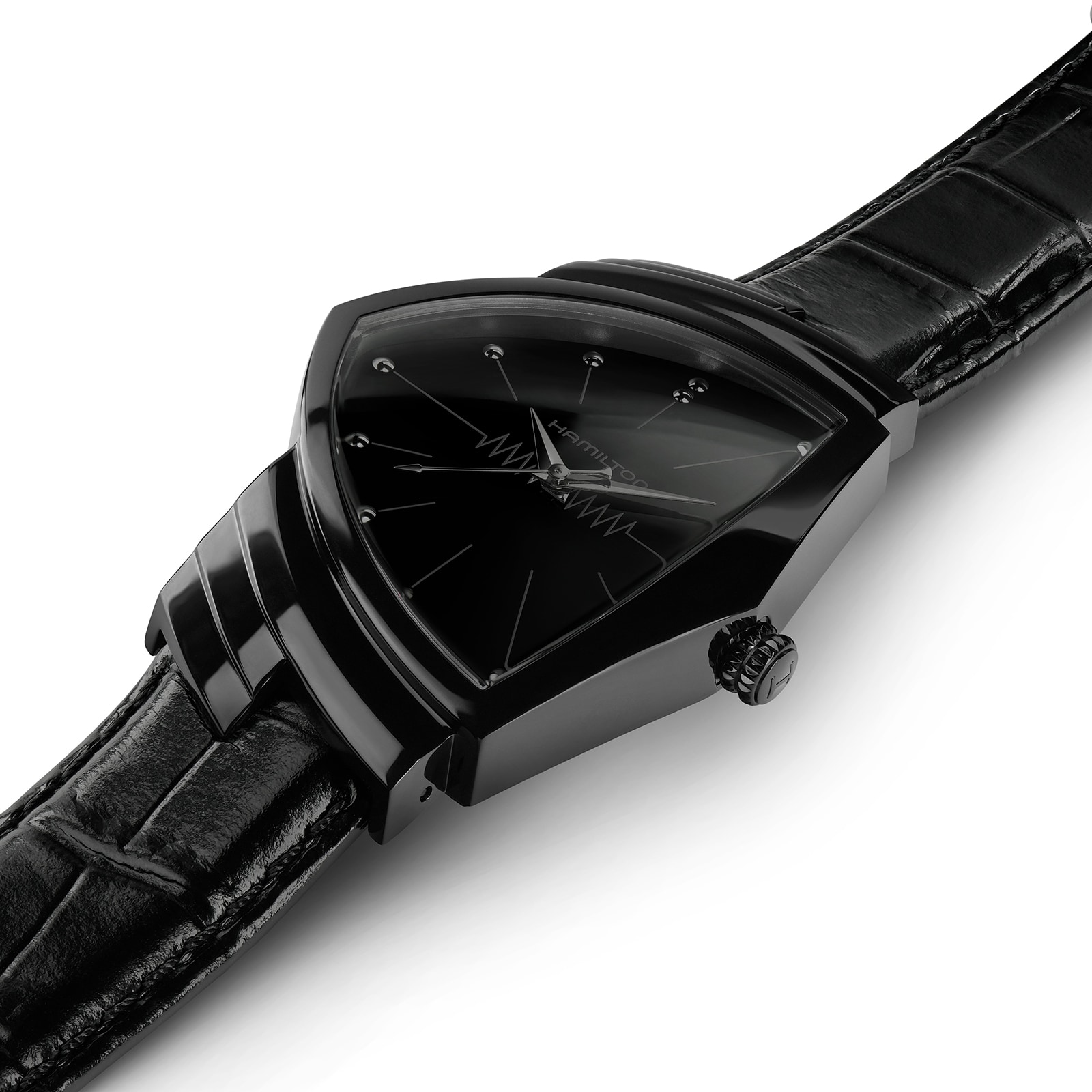 Replica Hamilton Ventura Quartz 32.3mm x 50.3mm Mens details Black H24401731 2 Replica Hamilton Ventura Quartz 32.3mm x 50.3mm Mens details Black H24401731