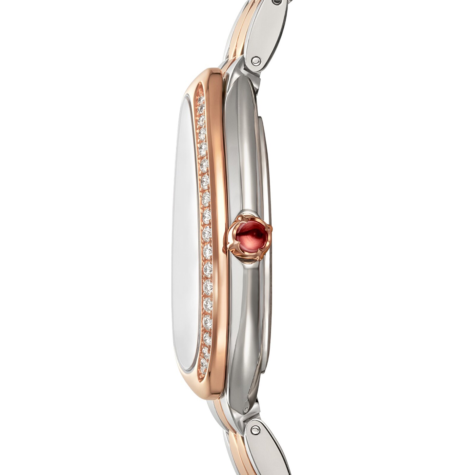 Replica Bvlgari Serpenti Seduttori 33mm Black Dial Diamond Ladies details - 18k Rose Gold and Steel 103450