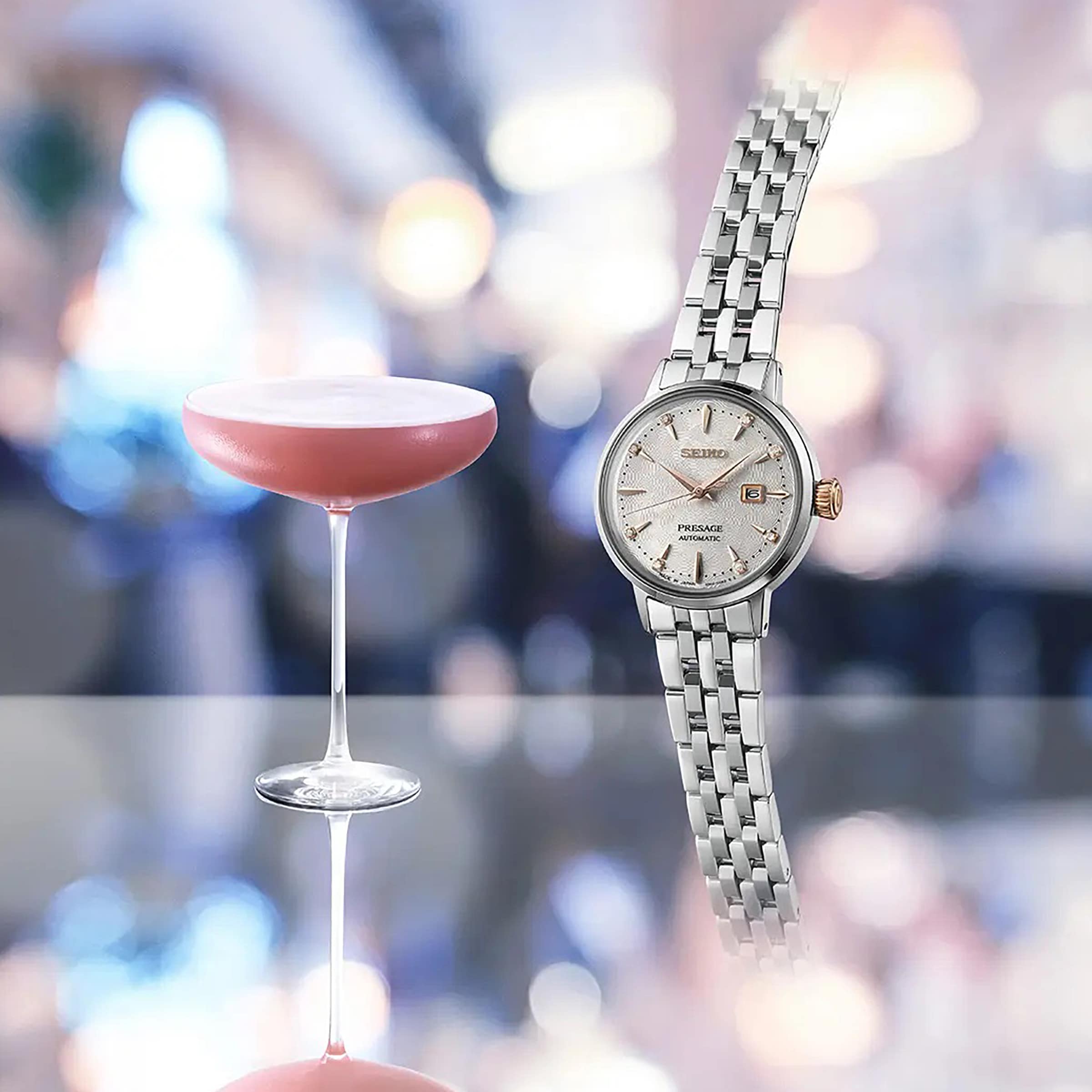 Replica Seiko Presage Cocktail Time 'Clover Club' Diamond Twist Ladies details SRE009J1