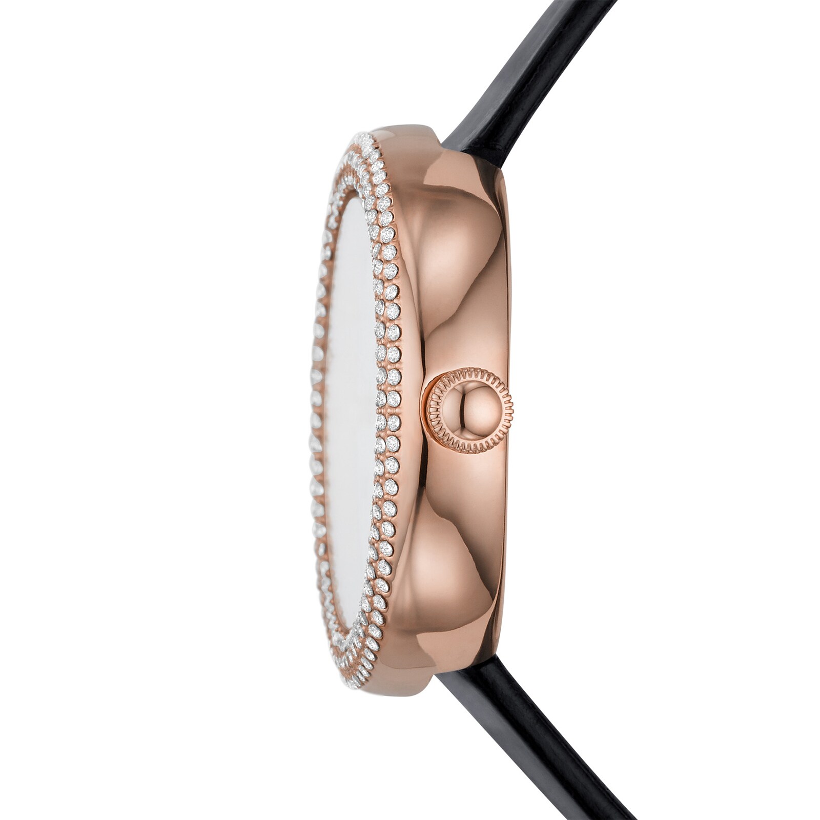 Replica Emporio Armani Ladies Black Leather details AR11356