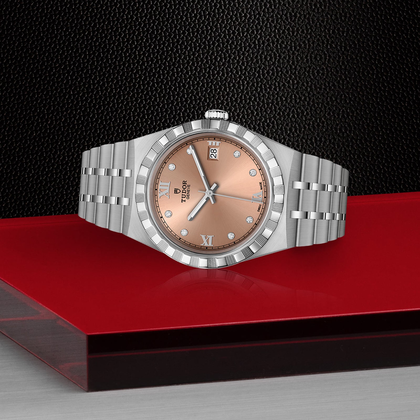 Replica Tudor Royal 38mm Steel Case Diamond-Set Salmon Dial M28500-0009 2 Replica Tudor Royal 38mm Steel Case Diamond-Set Salmon Dial M28500-0009