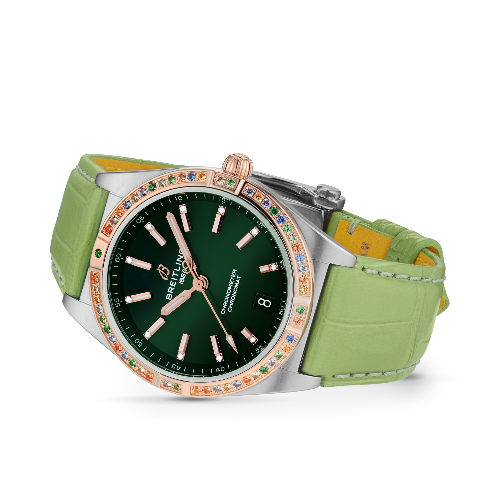 Replica Breitling Chronomat Automatic 36 South Sea Green Leather Strap Ladies details U10380611L1P1