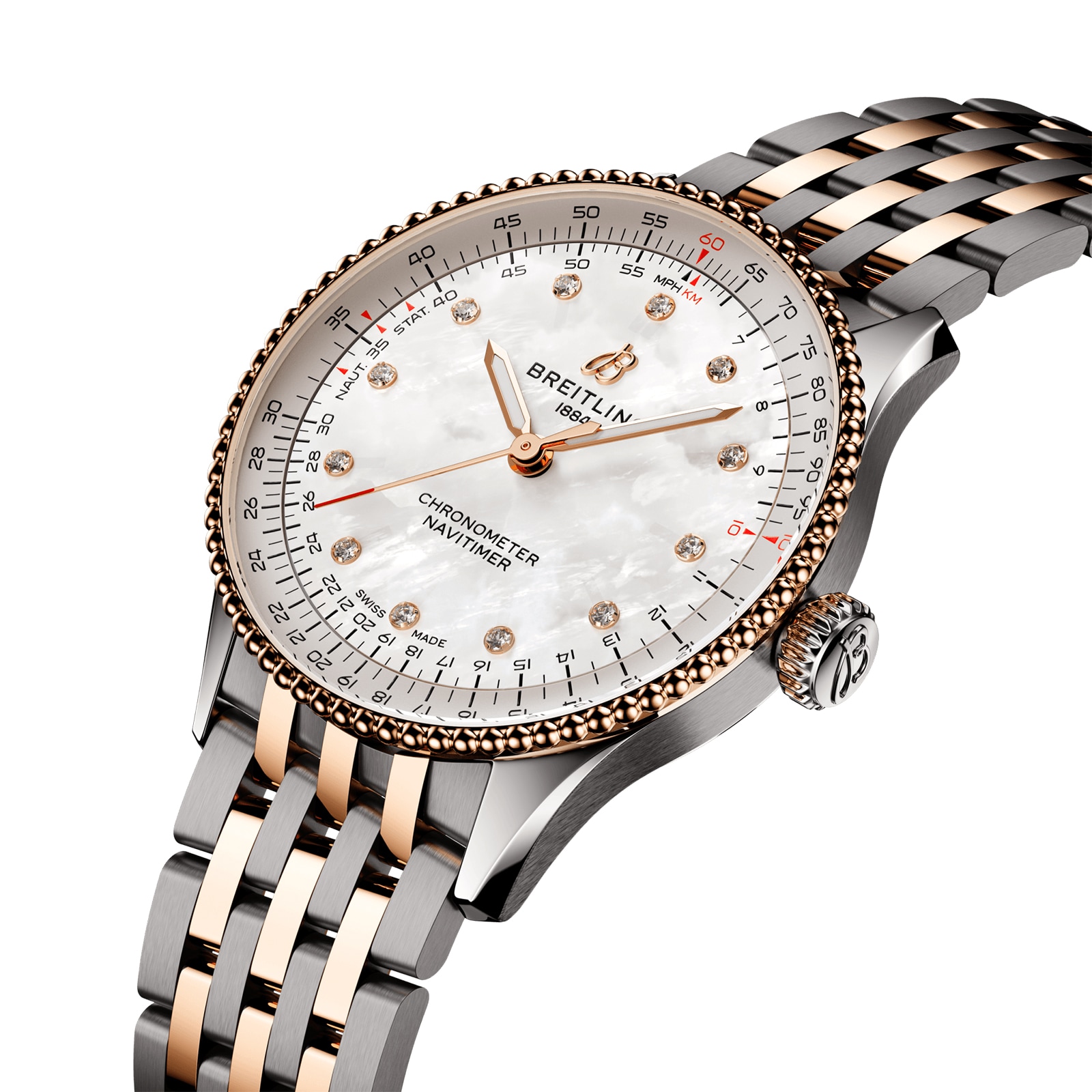 Replica Breitling Navitimer 36mm Ladies details White Mother Of Pearl Stainless Steel And 18k Red Gold U17327211A1U1 2 Replica Breitling Navitimer 36mm Ladies details White Mother Of Pearl Stainless Steel And 18k Red Gold U17327211A1U1
