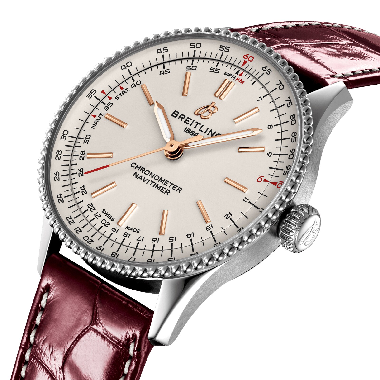 Replica Breitling Navitimer 36mm Ladies details Silver Alligator A17327211G1P1