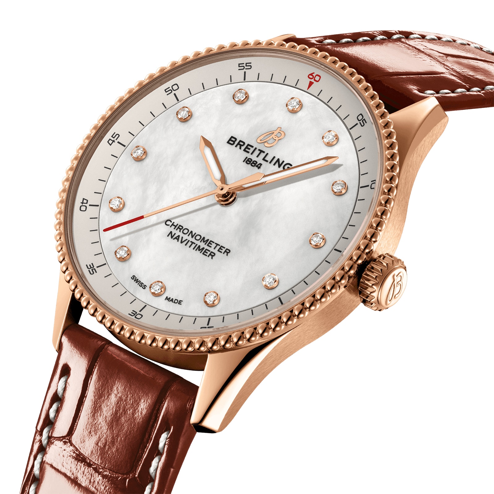 Replica Breitling Navitimer 32mm Ladies details White Mother Of Pearl Alligator 18k Red Gold R77320E61A1P1 2 Replica Breitling Navitimer 32mm Ladies details White Mother Of Pearl Alligator 18k Red Gold R77320E61A1P1