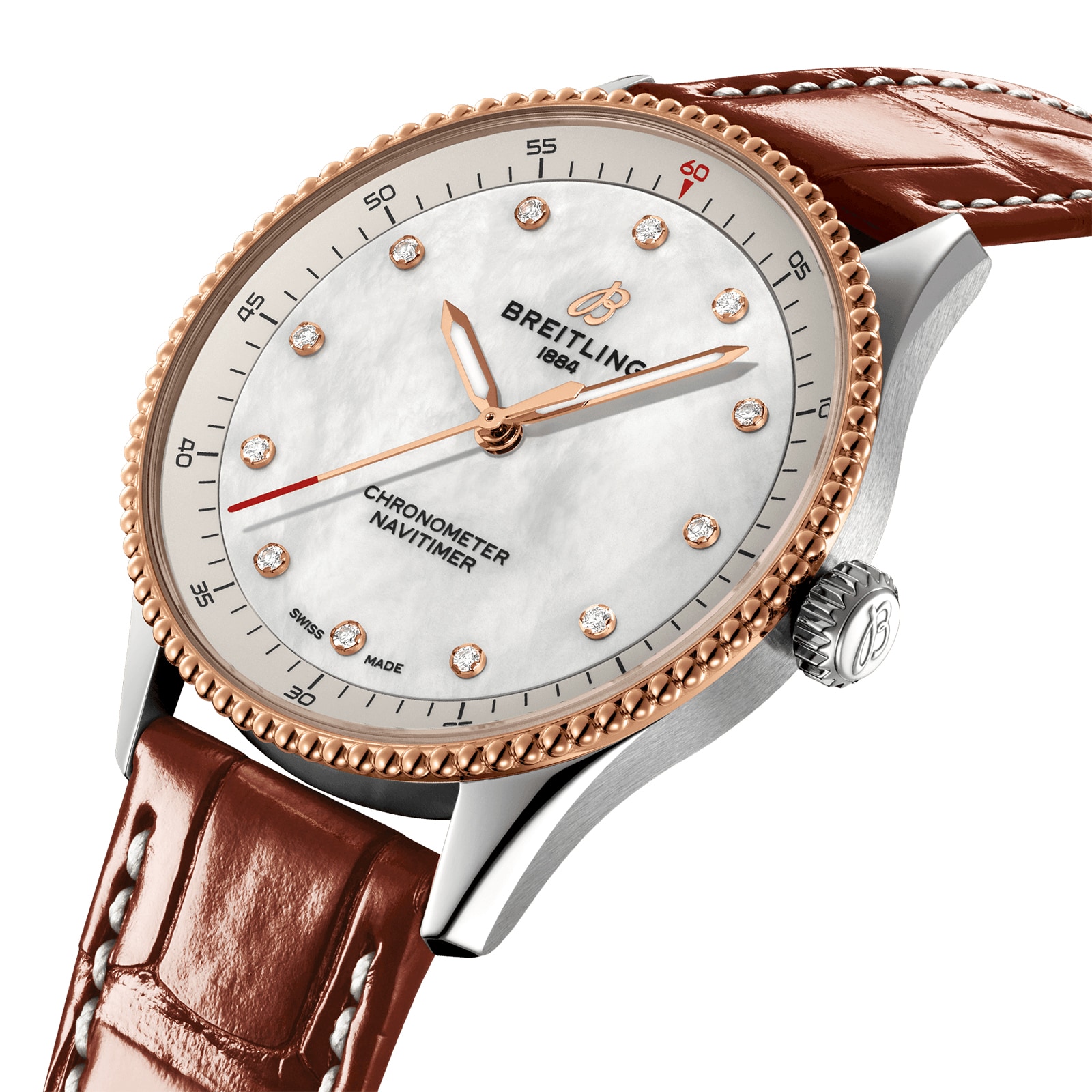 Replica Breitling Navitimer 32mm Ladies details White Mother Of Pearl Alligator U77320E61A1P1 2 Replica Breitling Navitimer 32mm Ladies details White Mother Of Pearl Alligator U77320E61A1P1
