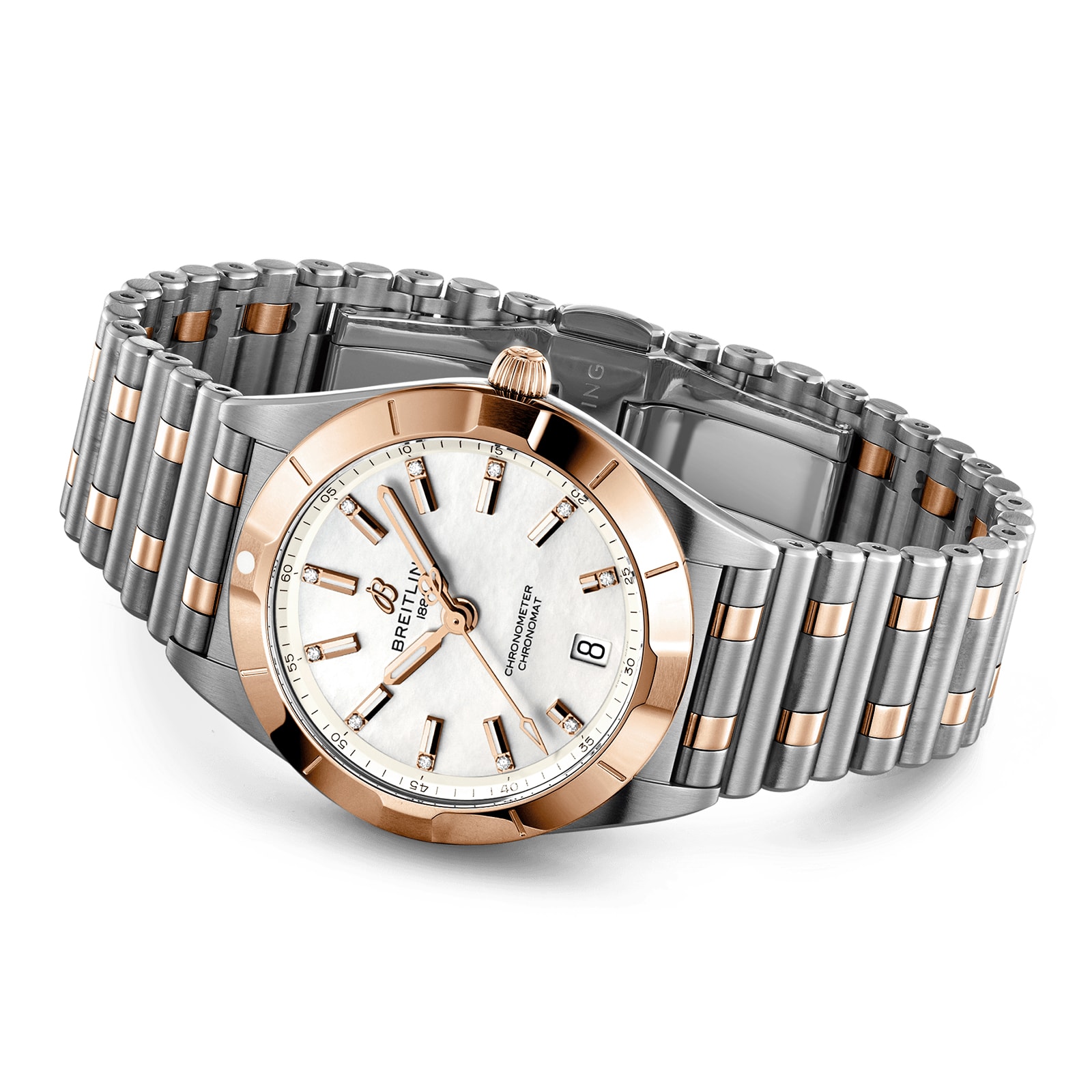 Replica Breitling Chronomat 32 Stainless Steel 18k Red Gold details U77310101A2U1 2 Replica Breitling Chronomat 32 Stainless Steel 18k Red Gold details U77310101A2U1