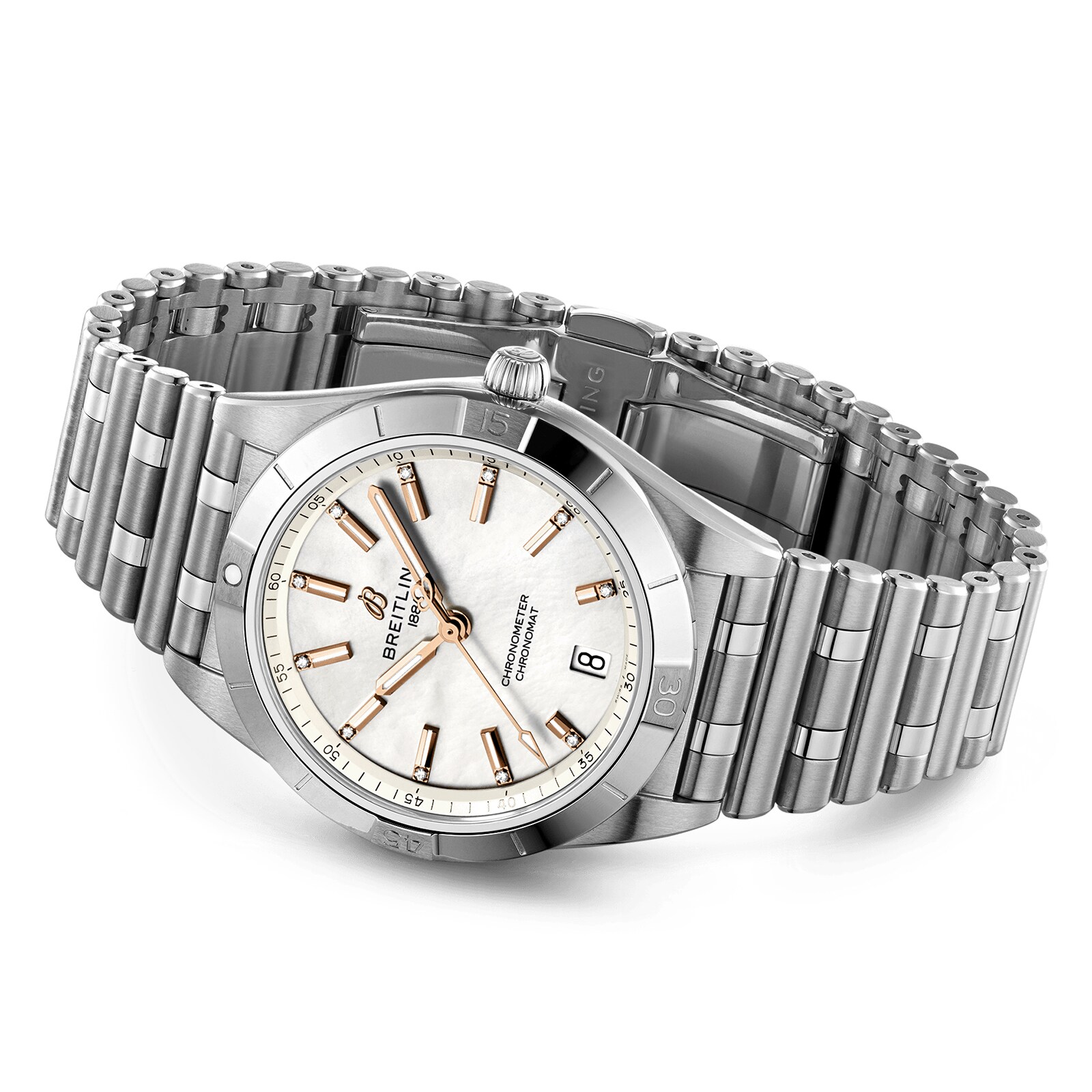 Replica Breitling Chronomat Automatic 36 Stainless Steel Mother of Pearl details A10380101A4A1 2 Replica Breitling Chronomat Automatic 36 Stainless Steel Mother of Pearl details A10380101A4A1