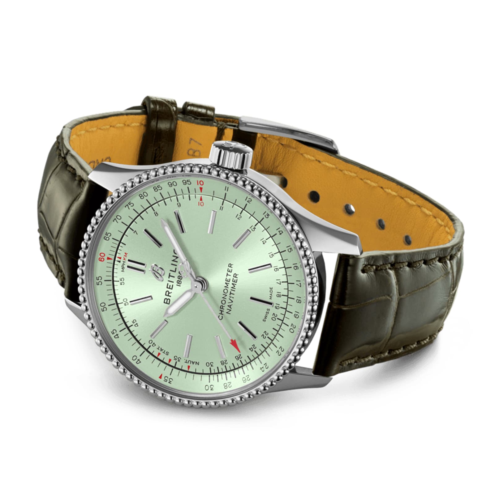 Replica Breitling Navitimer Automatic 35 Stainless Steel Leather Strap - Mint details A17395361L1P2 2 Replica Breitling Navitimer Automatic 35 Stainless Steel Leather Strap - Mint details A17395361L1P2