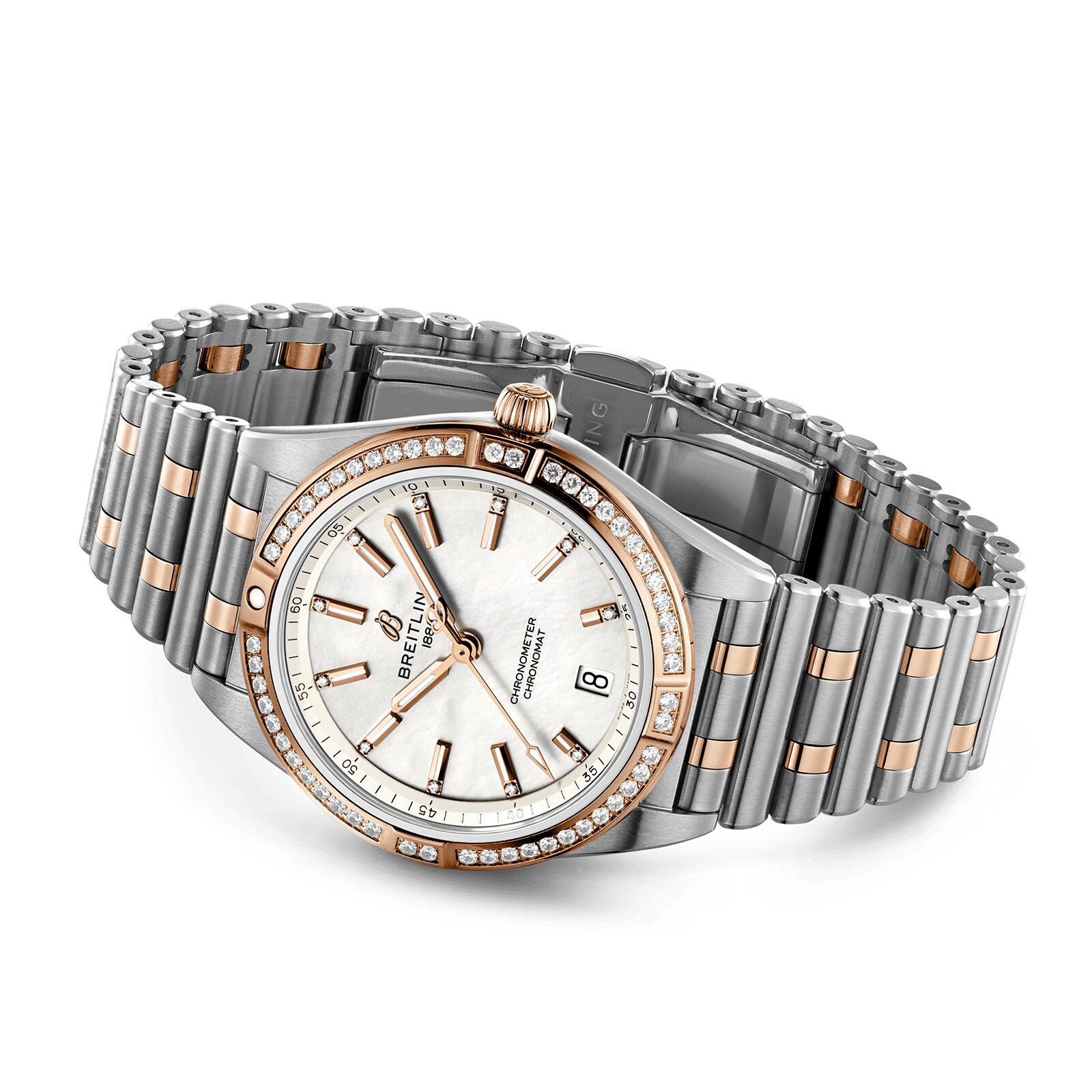 Replica Breitling Chronomat Automatic 36 Stainless Steel 18k Red Gold (Gem-set) - Mother of Pearl details U10380591A2U1 2 Replica Breitling Chronomat Automatic 36 Stainless Steel 18k Red Gold (Gem-set) - Mother of Pearl details U10380591A2U1