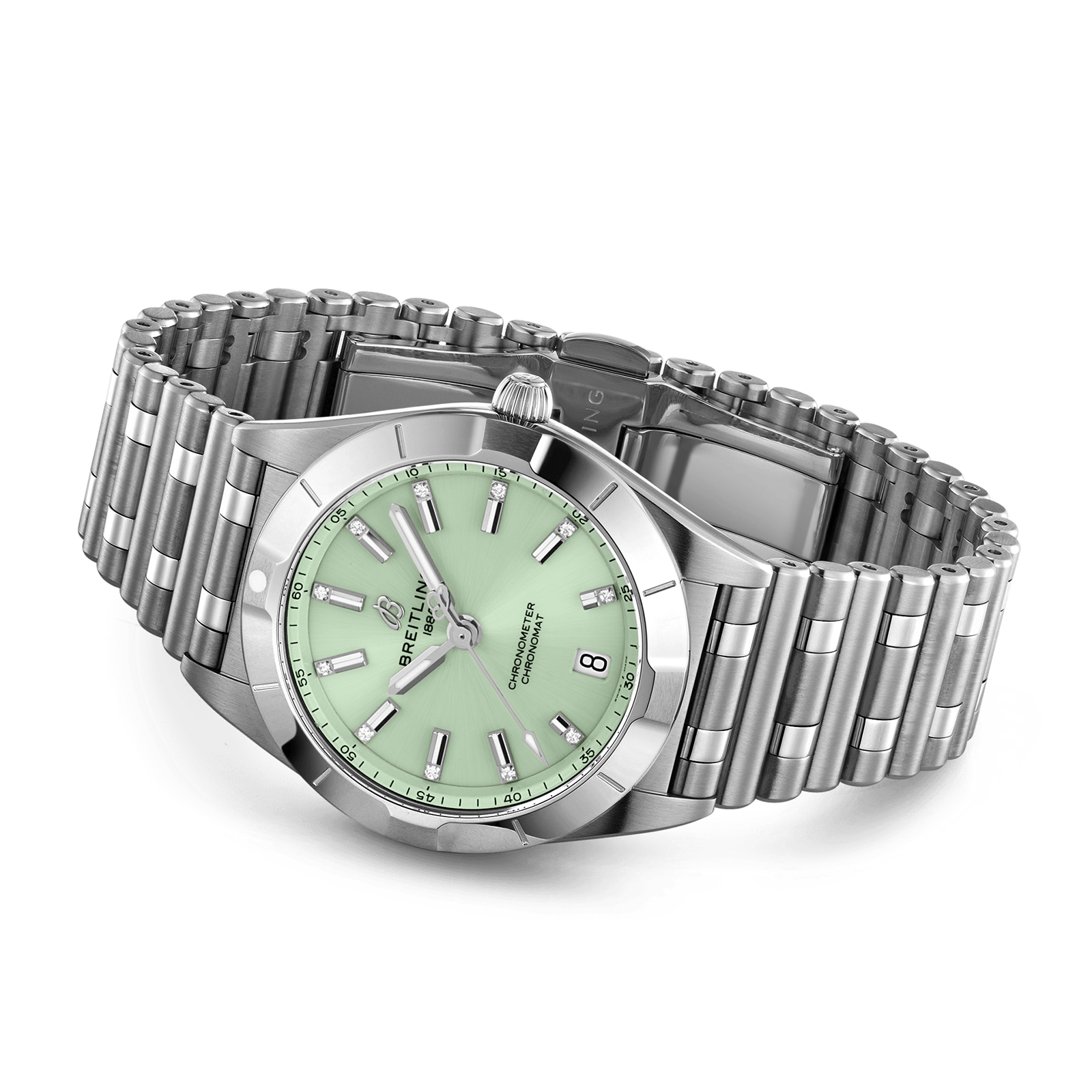 Replica Breitling Chronomat 32 Stainless Steel - Mint Green details A77310101L1A1 2 Replica Breitling Chronomat 32 Stainless Steel - Mint Green details A77310101L1A1