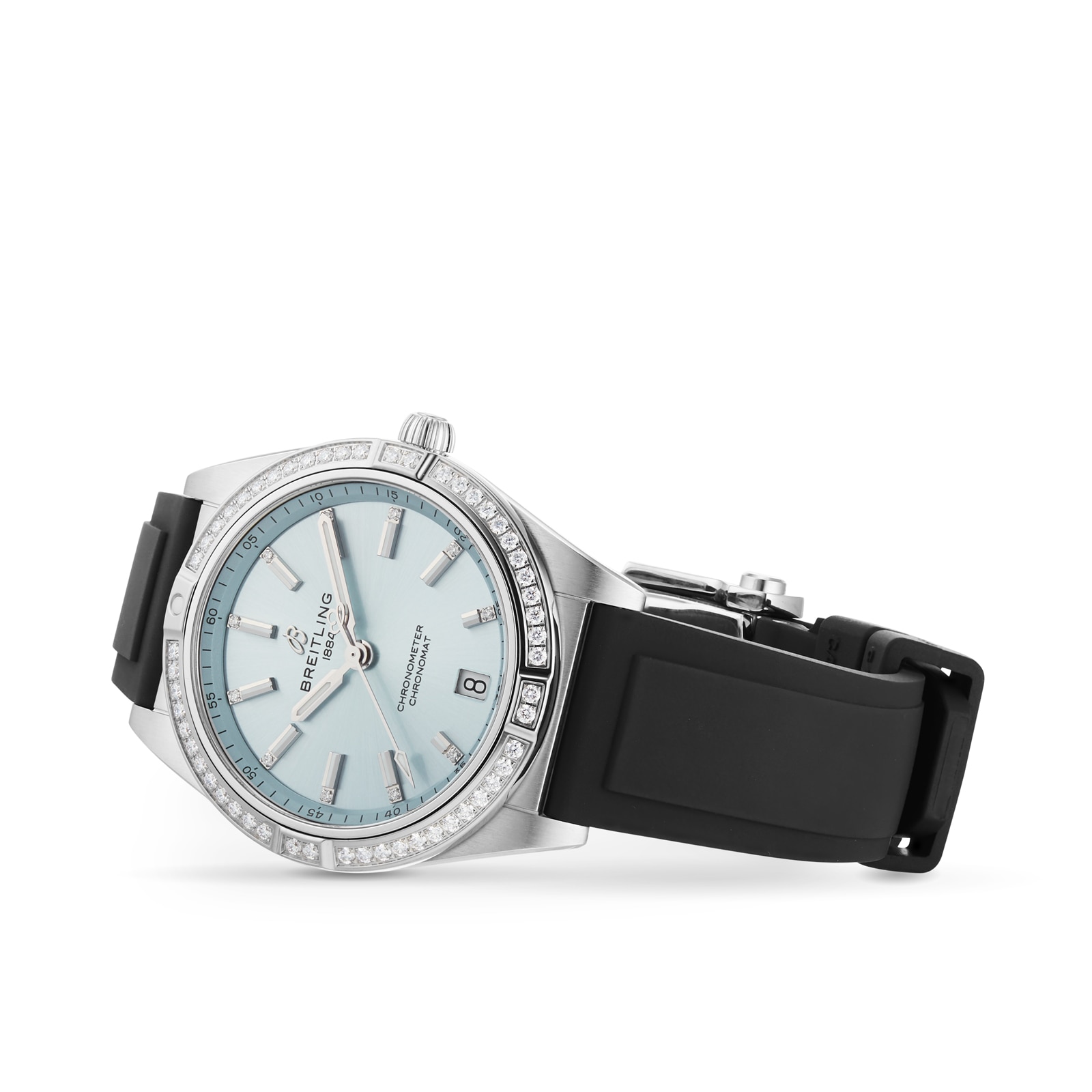 Replica Breitling Chronomat Automatic 36 Stainless Steel  18k grey gold Rubber Strap - Ice Blue details G10380591C1S1