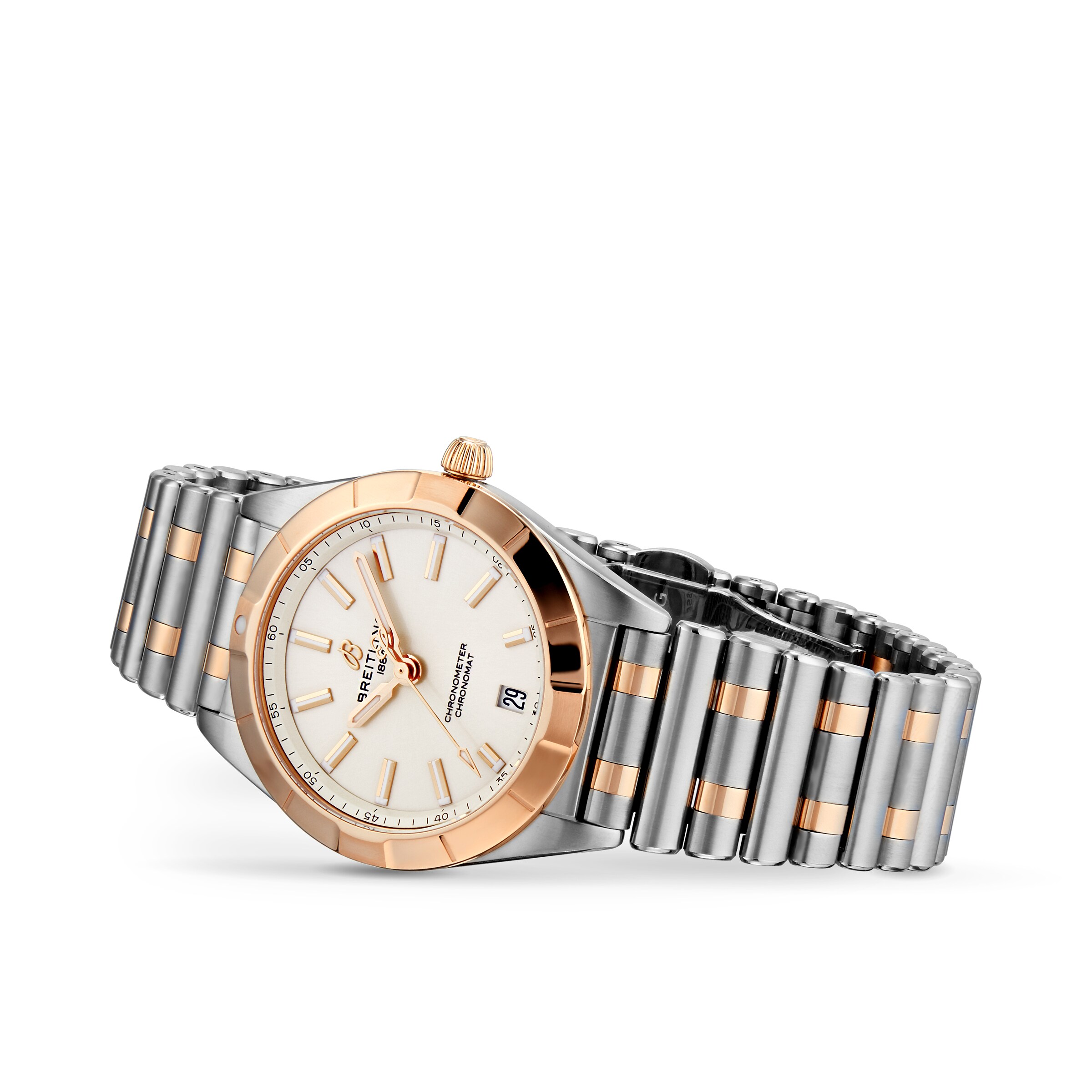 Replica Breitling Chronomat 32 Stainless Steel 18k Red Gold details U77310101A1U1 2 Replica Breitling Chronomat 32 Stainless Steel 18k Red Gold details U77310101A1U1