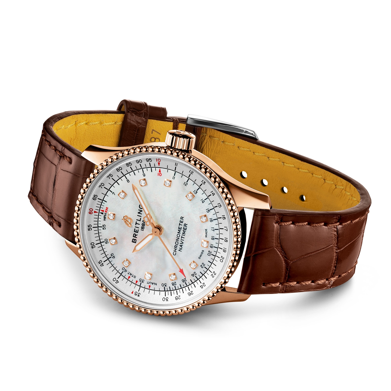 Replica Breitling Navitimer Automatic 35 18k Red Gold - Mother of Pearl details R17395211A1P1