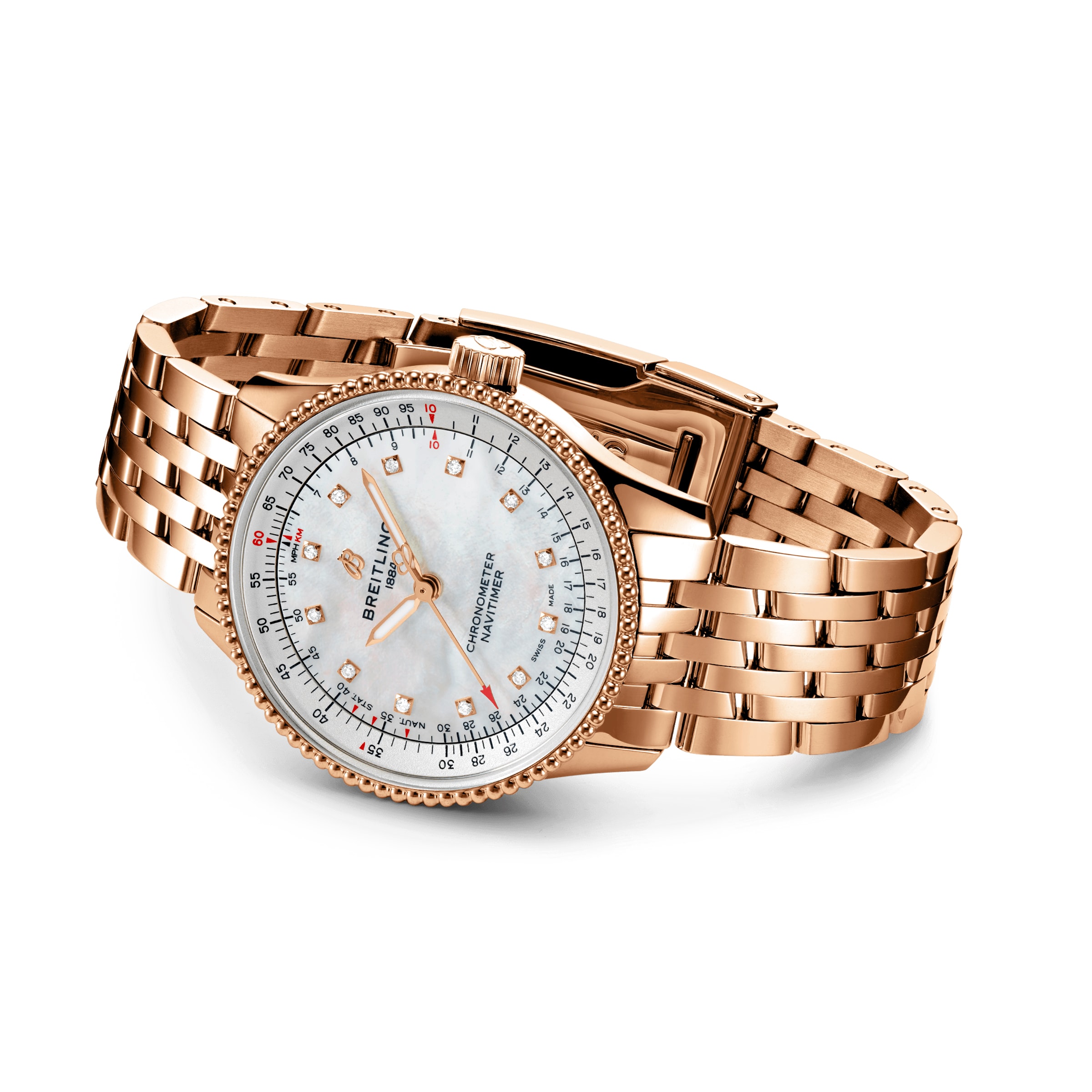 Replica Breitling Navitimer Automatic 35 18ct Red Gold Mother of Pearl details R17395211A1R1 2 Replica Breitling Navitimer Automatic 35 18ct Red Gold Mother of Pearl details R17395211A1R1