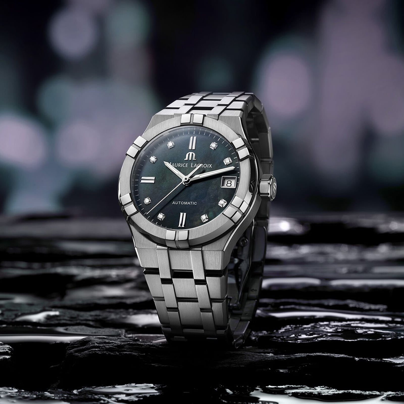 Replica Maurice Lacroix Aikon Automatic Date 35mm Ladies details Black Mother Of Pearl AI6006-SS002-370-1 2 Replica Maurice Lacroix Aikon Automatic Date 35mm Ladies details Black Mother Of Pearl AI6006-SS002-370-1