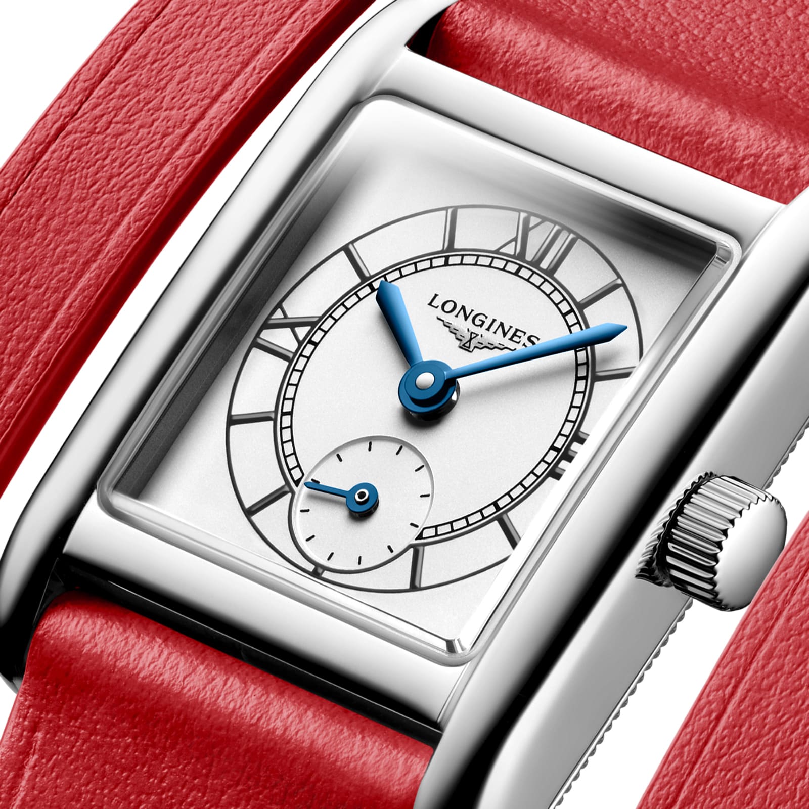 Replica Longines Mini Dolcevita 21.5mm X 29mm Ladies details Red Strap L52004750