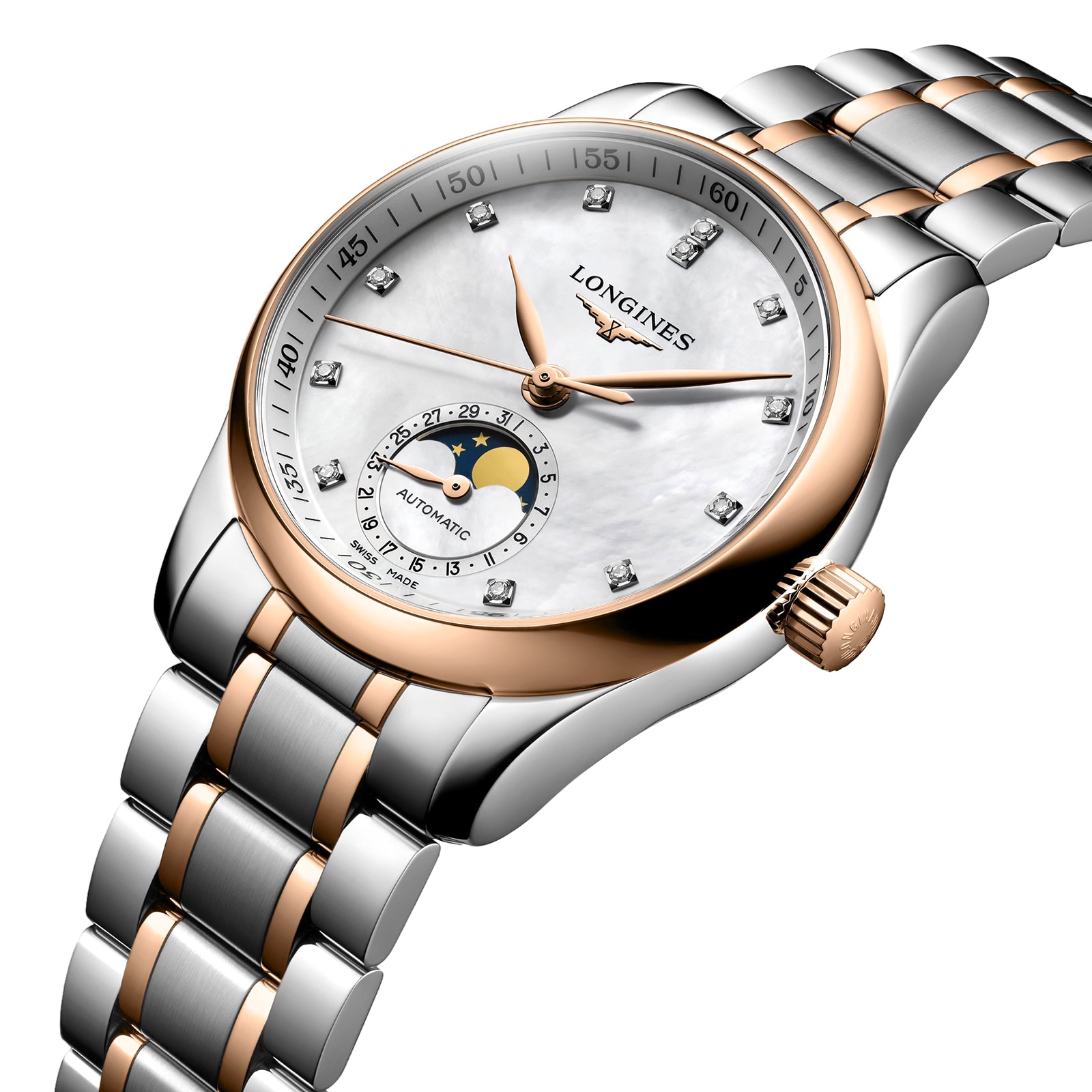 Replica Longines Master Collection Moophase 34mm Ladies details Mother Of Pearl L24095897 2 Replica Longines Master Collection Moophase 34mm Ladies details Mother Of Pearl L24095897