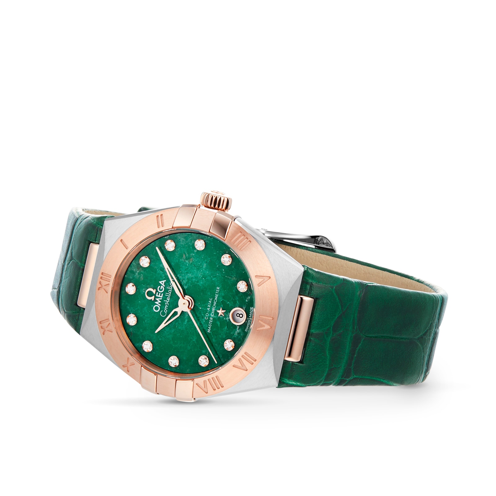 Replica Omega Constellation Co-Axial Master Chronometer 29mm Ladies details Green O13123292099001