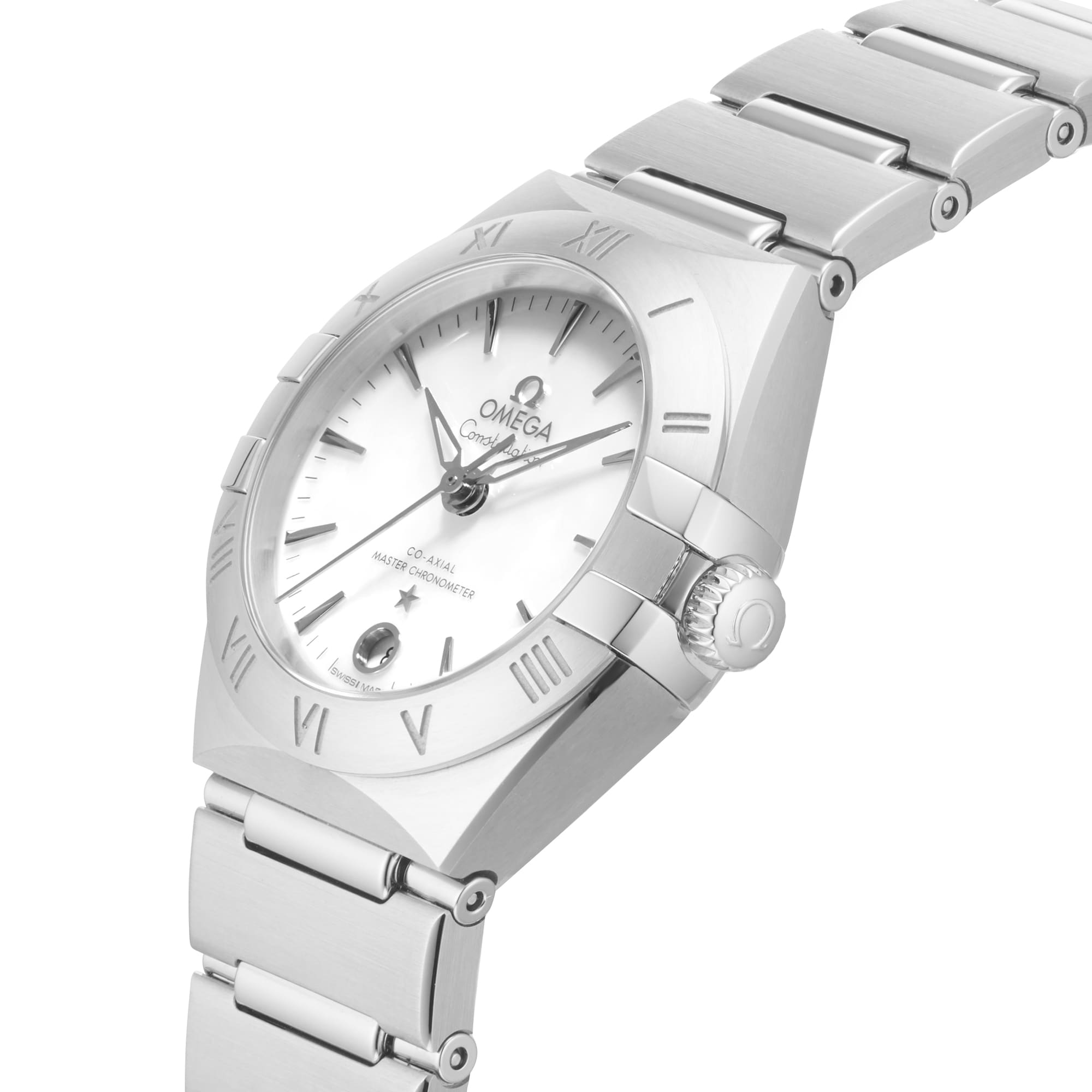 Replica Omega Constellation 29mm Steel on Steel Ladies details O13110292005001